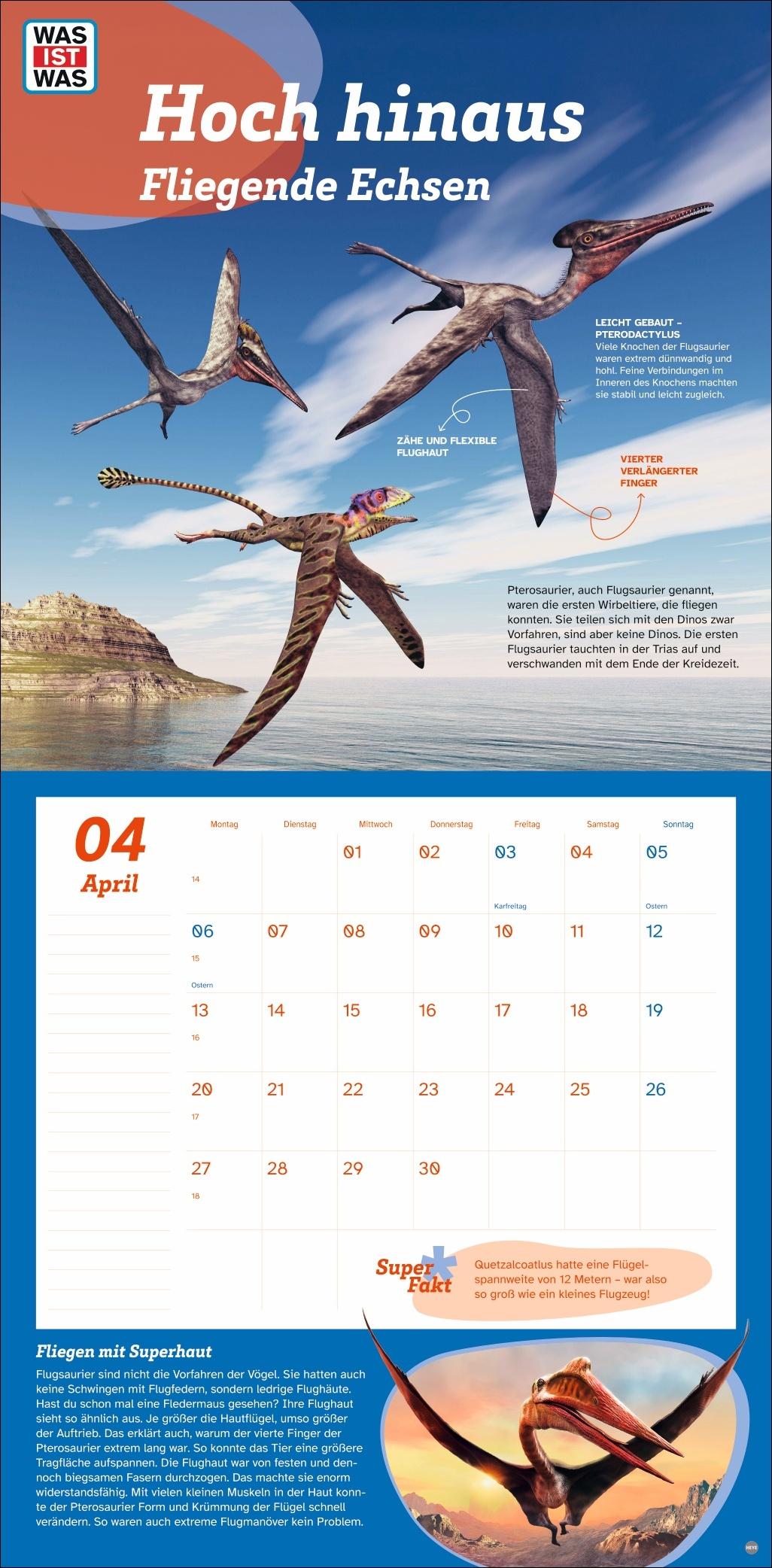 Beispielinhalt (Bild) WAS IST WAS Dinosaurier Broschurkalender 2026