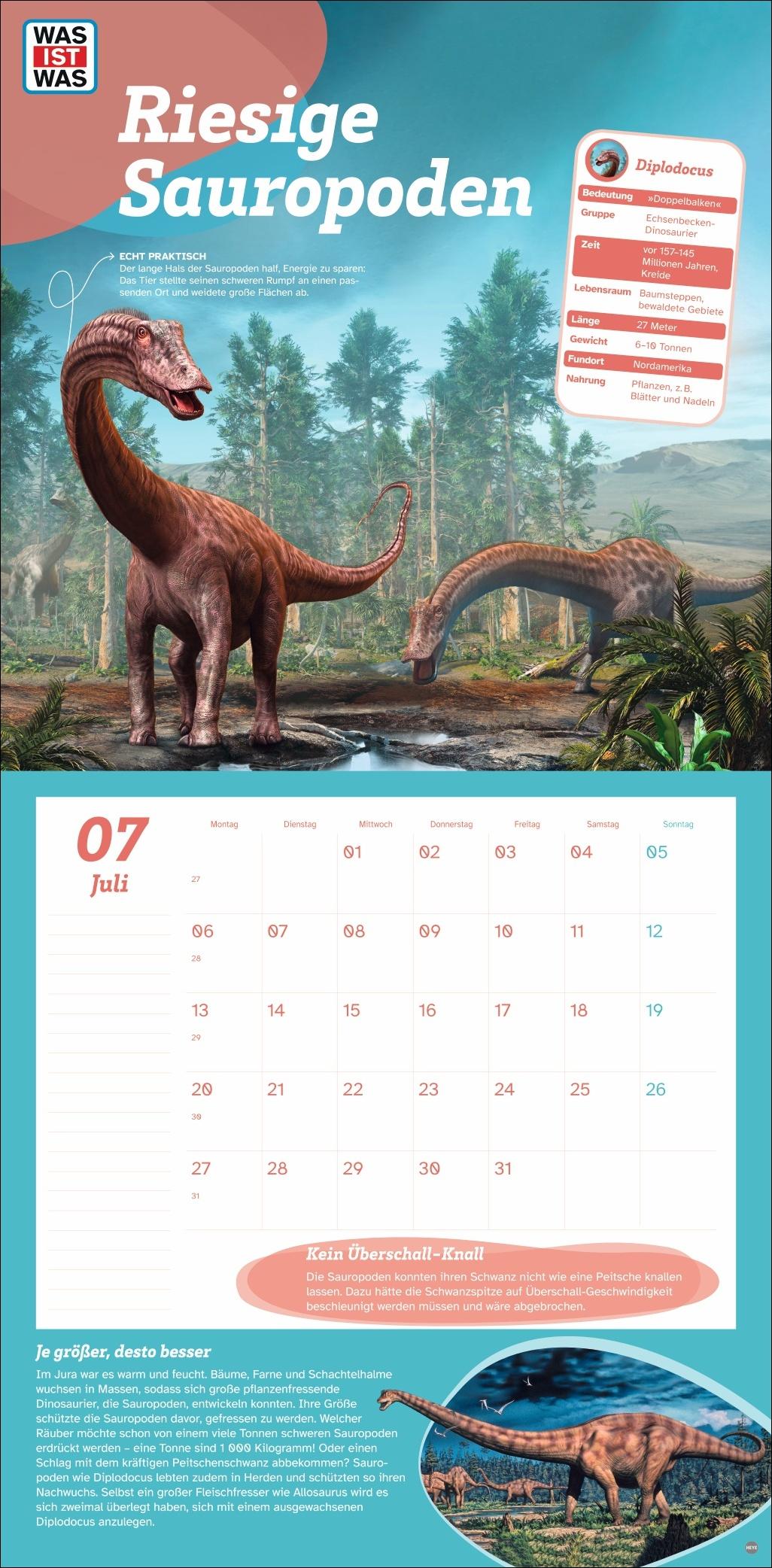 Beispielinhalt (Bild) WAS IST WAS Dinosaurier Broschurkalender 2026