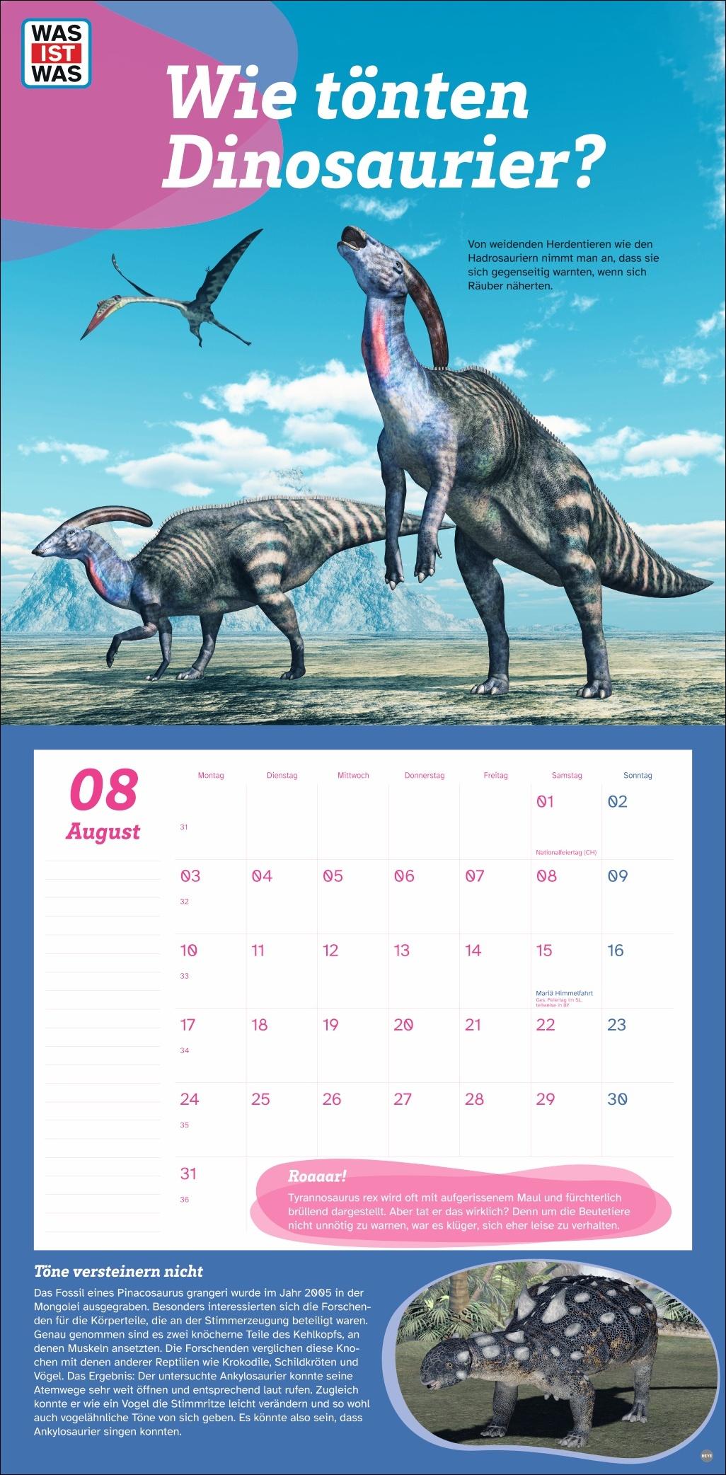 Beispielinhalt (Bild) WAS IST WAS Dinosaurier Broschurkalender 2026