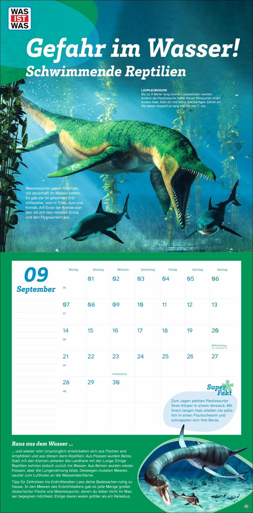 Beispielinhalt (Bild) WAS IST WAS Dinosaurier Broschurkalender 2026