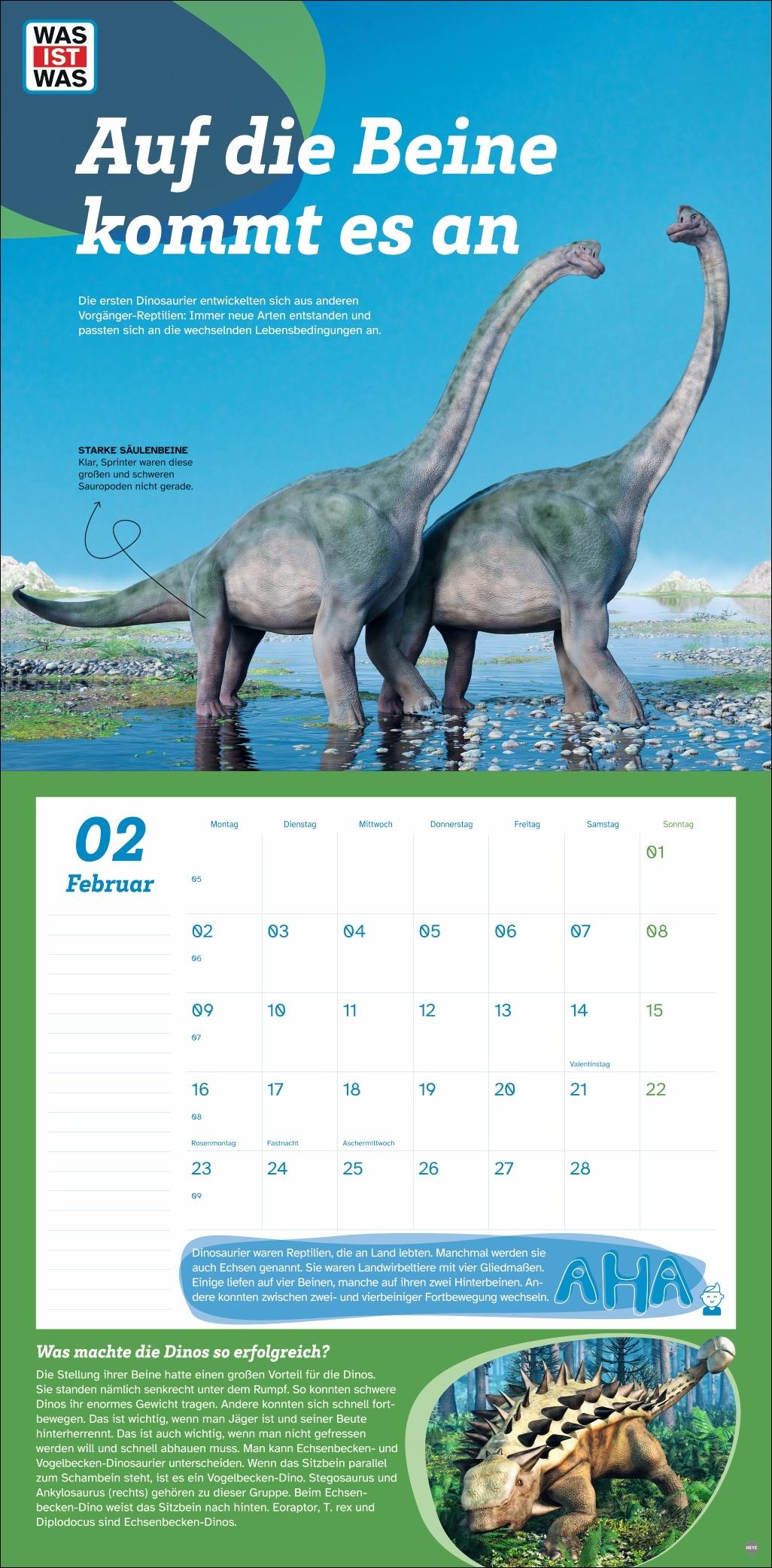 Beispielinhalt (Bild) WAS IST WAS Dinosaurier Broschurkalender 2026