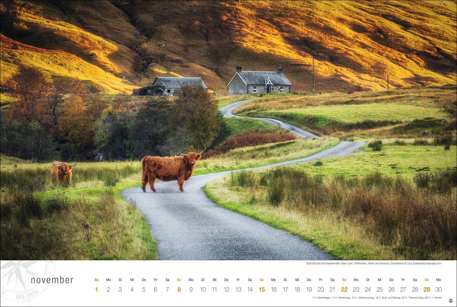 Beispielinhalt (Bild) Schottland Globetrotter Kalender 2026 - Von wilden Küsten, Seen und Bergen