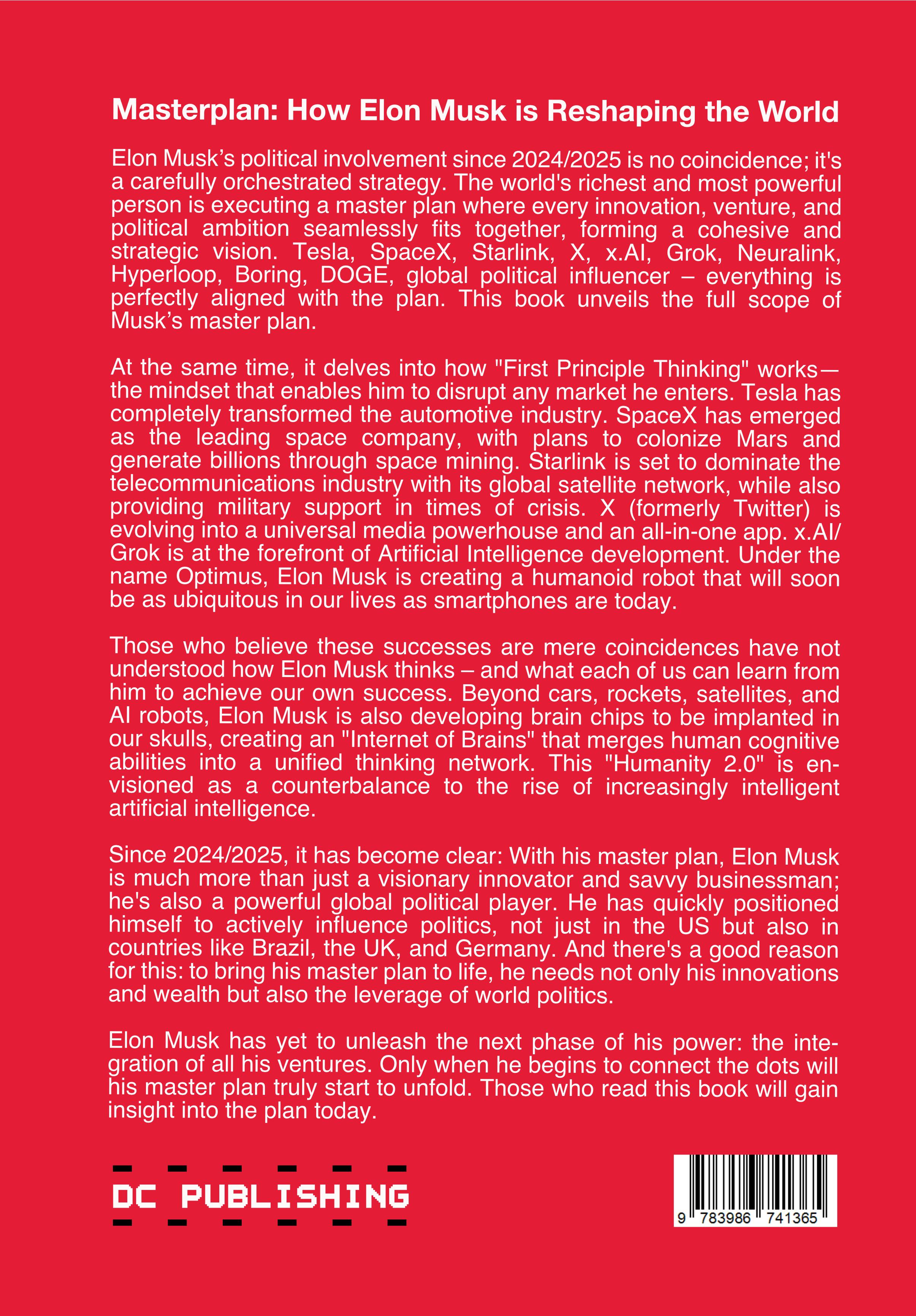 Rückseitencover Masterplan: Elon Musk Unstoppable