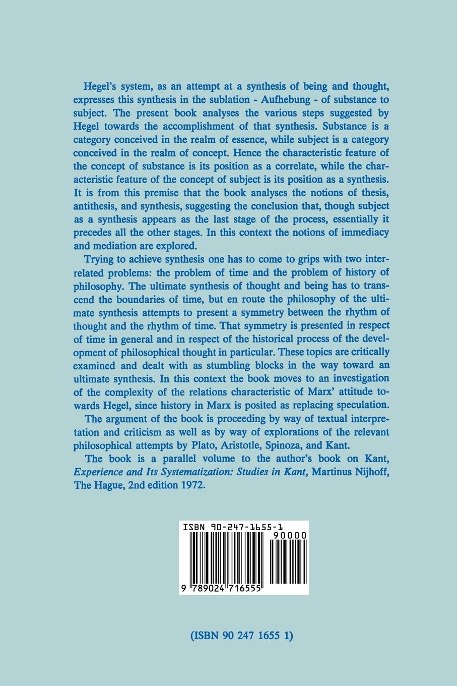 Rückseitencover From Substance to Subject