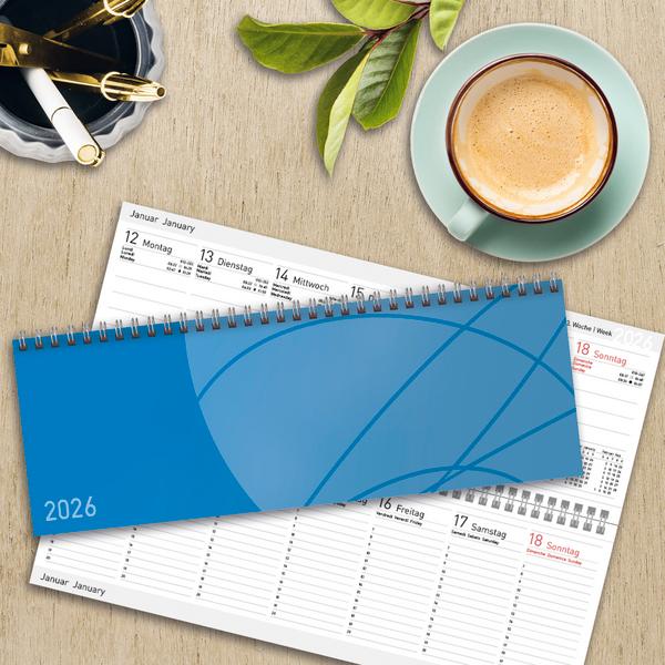 Beispielinhalt (Bild) Tischkalender quer Professional Colourlux 2026 blau