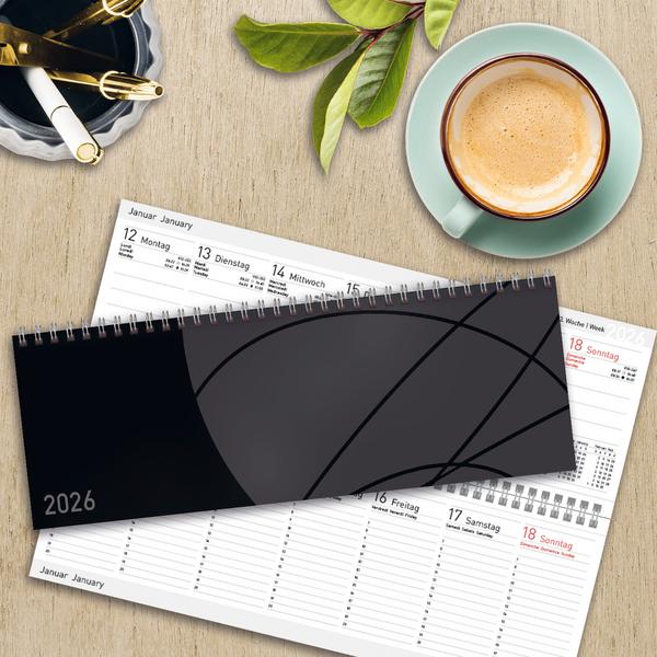 Beispielinhalt (Bild) Tischkalender quer Professional Colourlux 2026 schwarz
