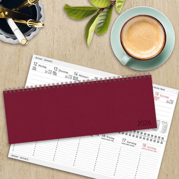 Beispielinhalt (Bild) Tischkalender quer Professional Premium 2026 rot