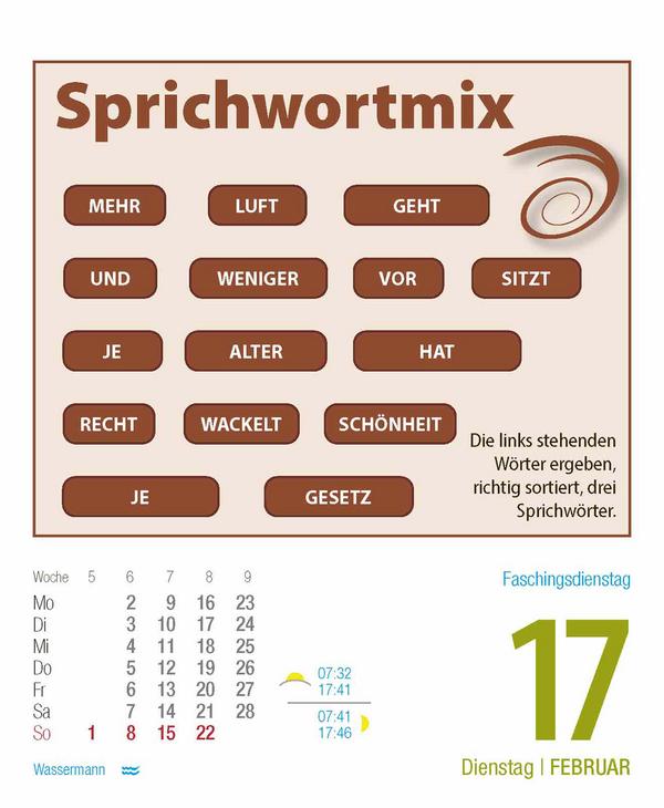 Beispielinhalt (Bild) Gehirnjogging 2026