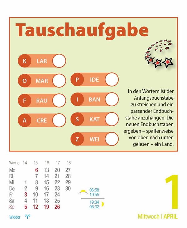 Beispielinhalt (Bild) Gehirnjogging 2026