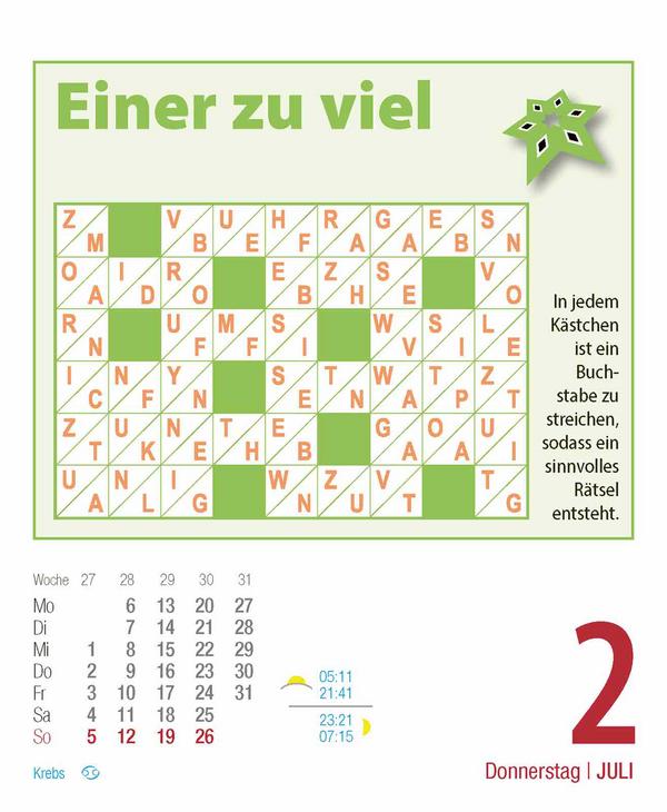 Beispielinhalt (Bild) Gehirnjogging 2026