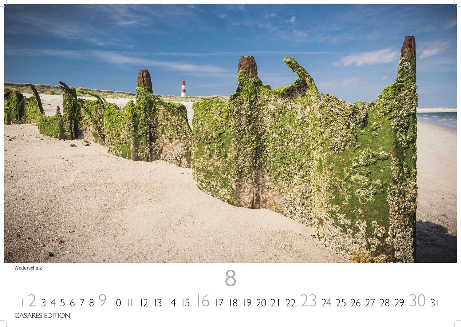 Beispielinhalt (Bild) Nordseeküste Kalender 2026 - Wandkalender | Fotokalender Deutschland 35x24cm | in 12 eindrucksvollen Bildern - Natur, Gezeiten, Strand und weite Horizonte