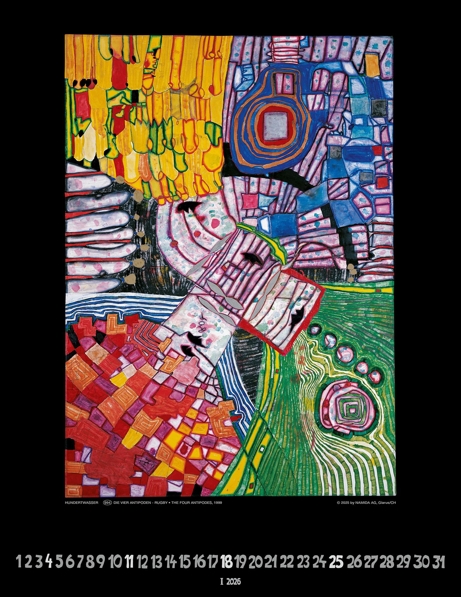 Beispielinhalt (Bild) Hundertwasser Art Calendar 2026