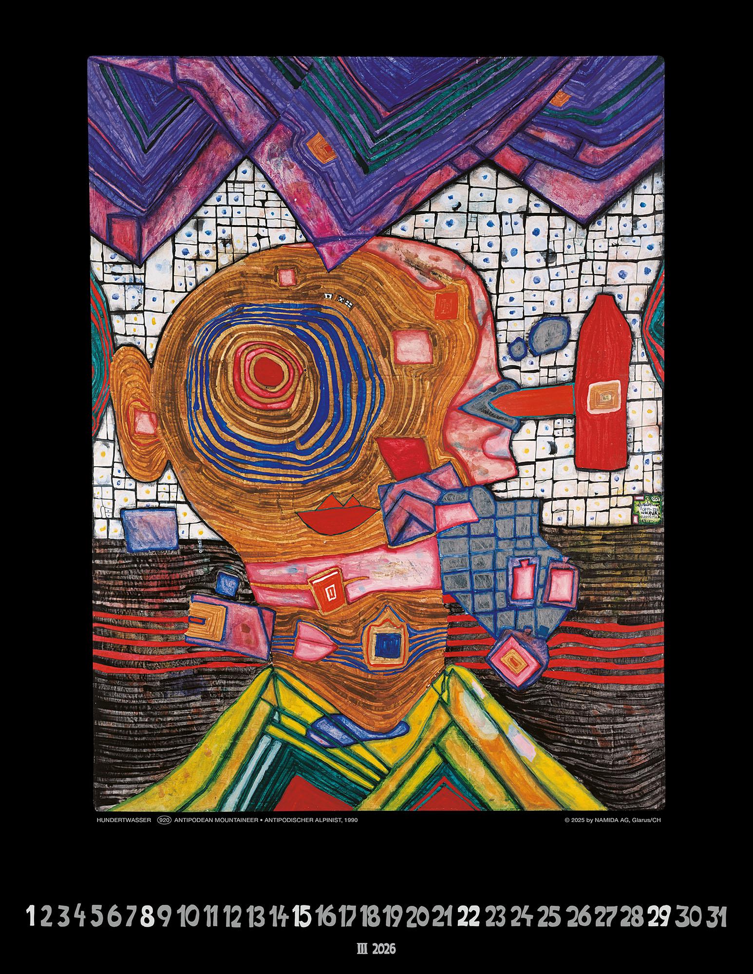 Beispielinhalt (Bild) Hundertwasser Art Calendar 2026