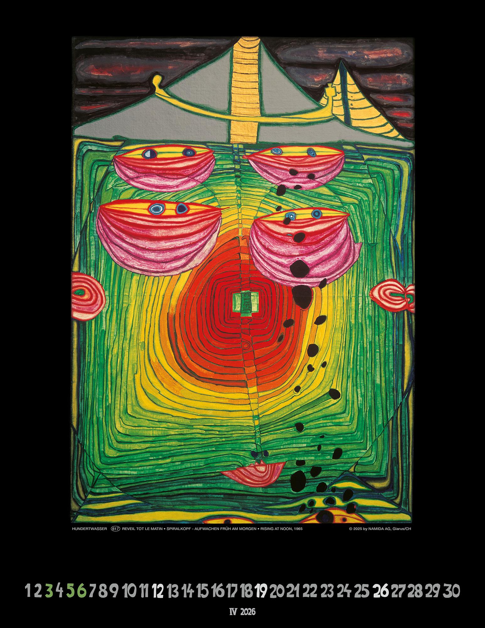 Beispielinhalt (Bild) Hundertwasser Art Calendar 2026