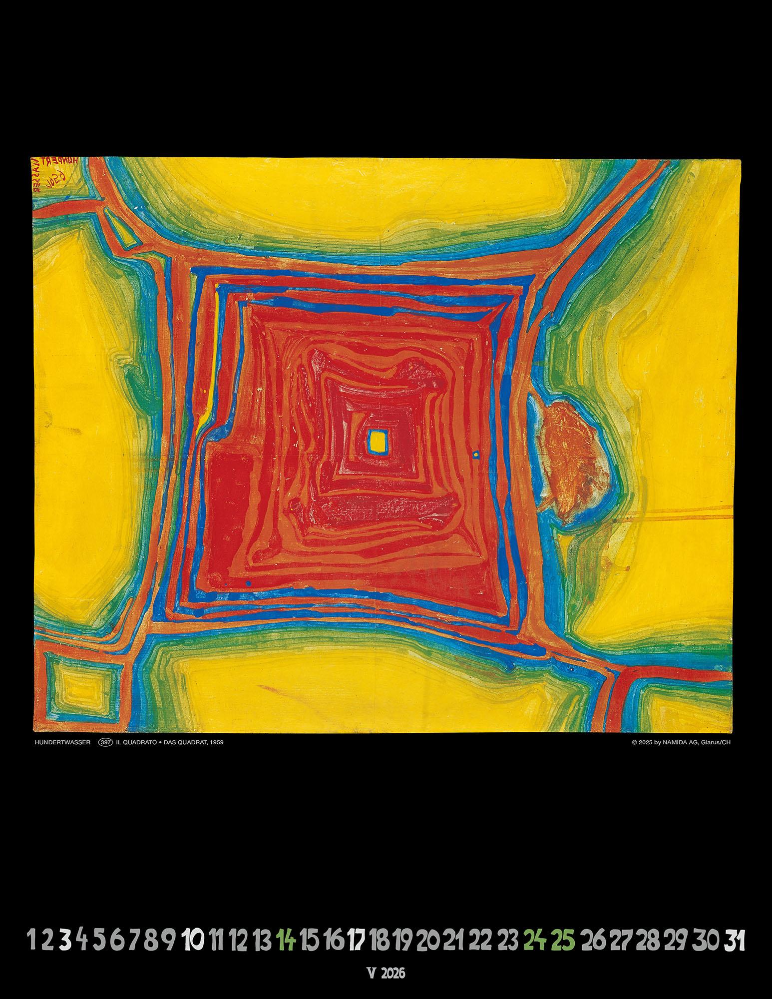 Beispielinhalt (Bild) Hundertwasser Art Calendar 2026