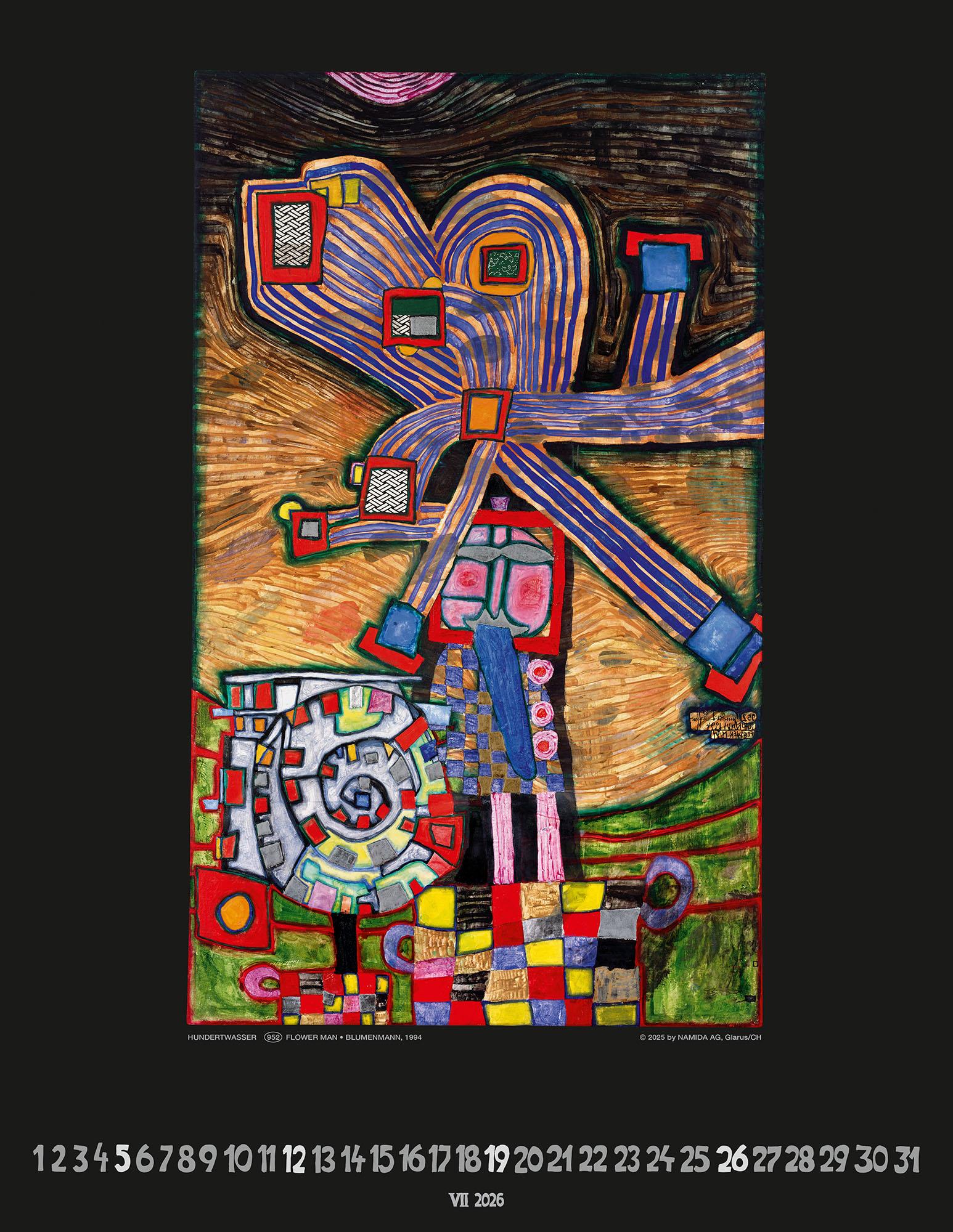 Beispielinhalt (Bild) Hundertwasser Art Calendar 2026