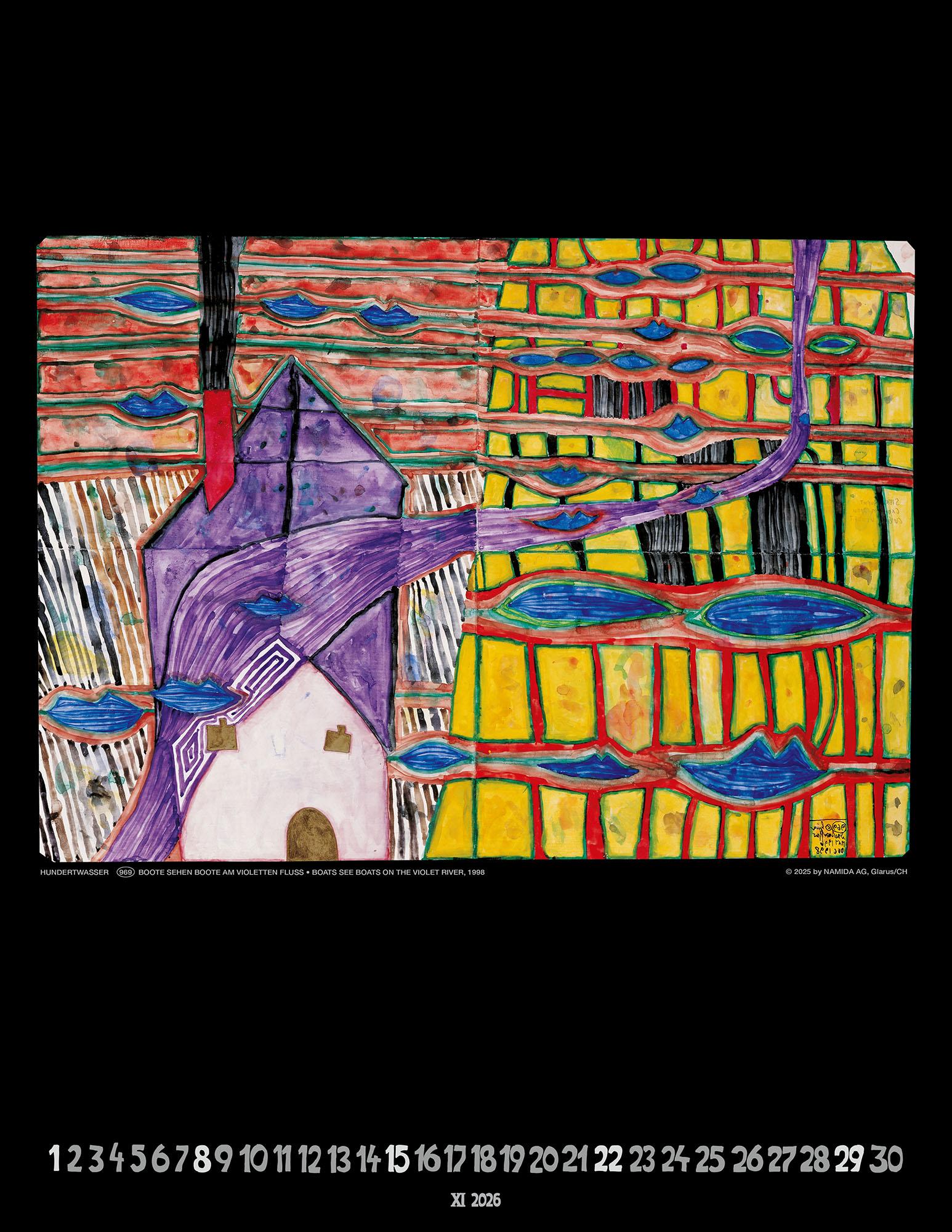 Beispielinhalt (Bild) Hundertwasser Art Calendar 2026