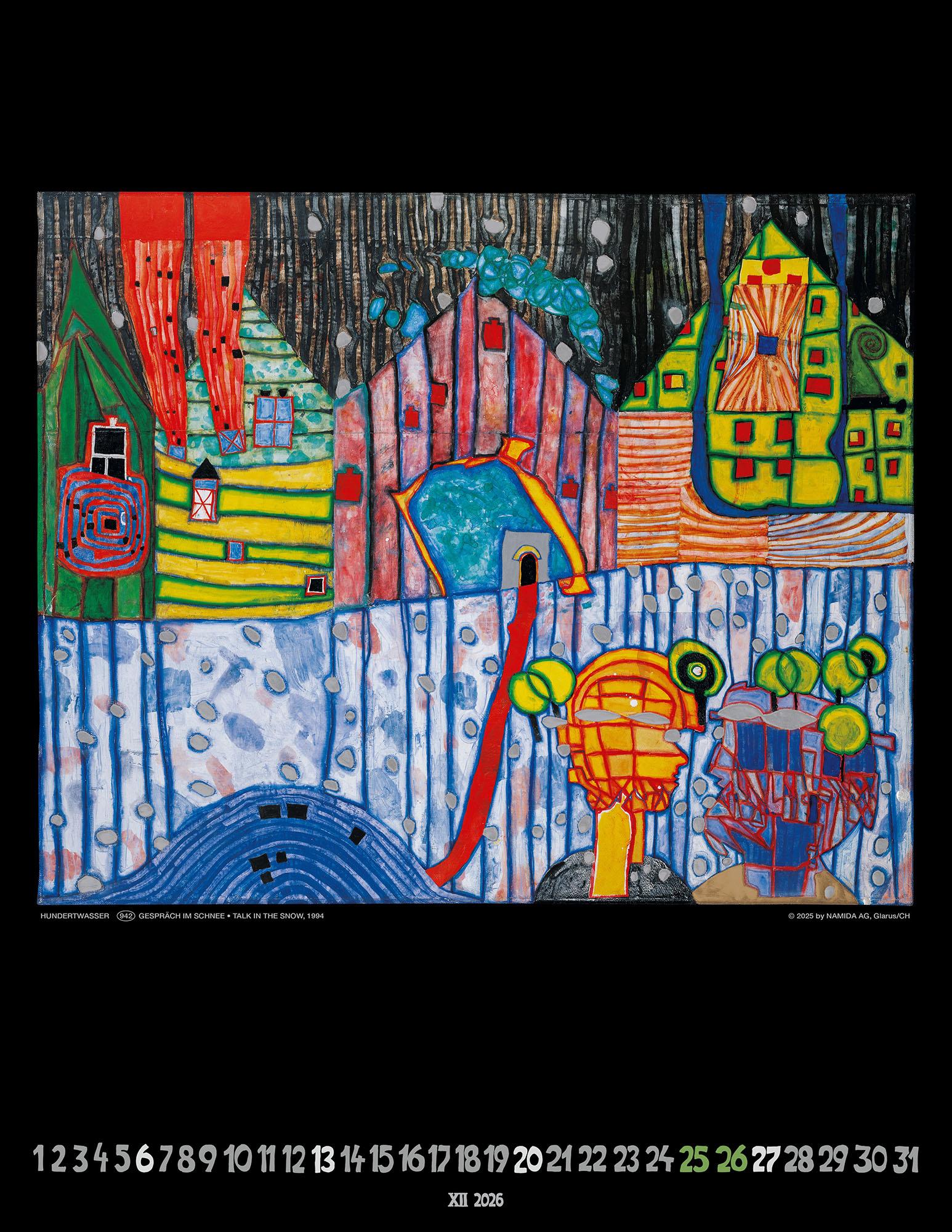 Beispielinhalt (Bild) Hundertwasser Art Calendar 2026