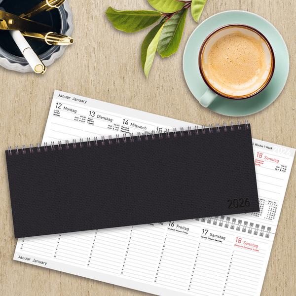 Beispielinhalt (Bild) Tischkalender quer Professional Premium 2026 schwarz