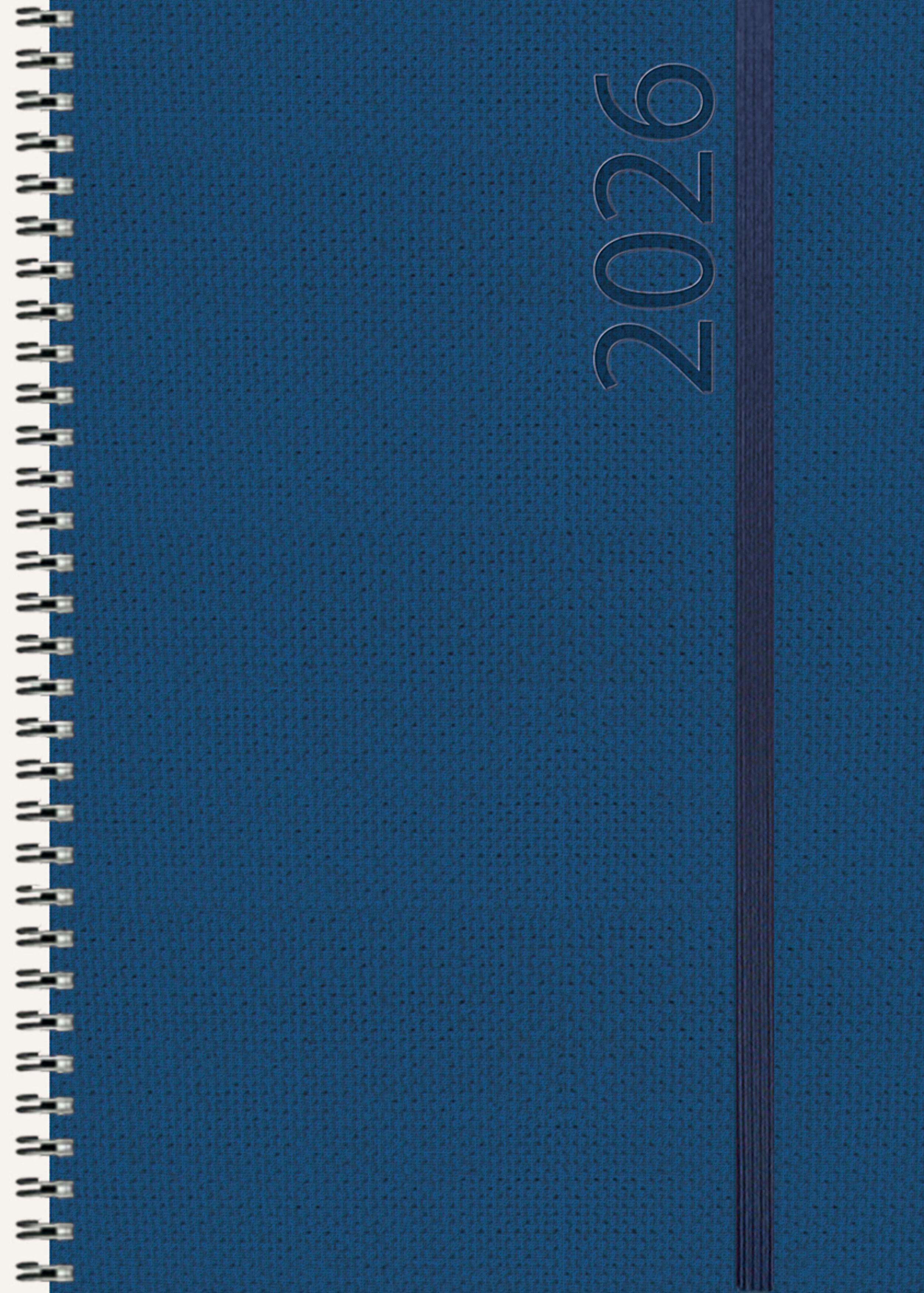 Vorderes Coverbild Buchkalender Wochentimer Spirale dunkelblau 2026