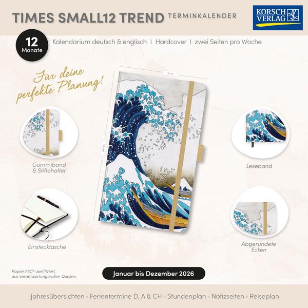 Beispielinhalt (Bild) Buchkalender Times Small12 Trend Welle 2026