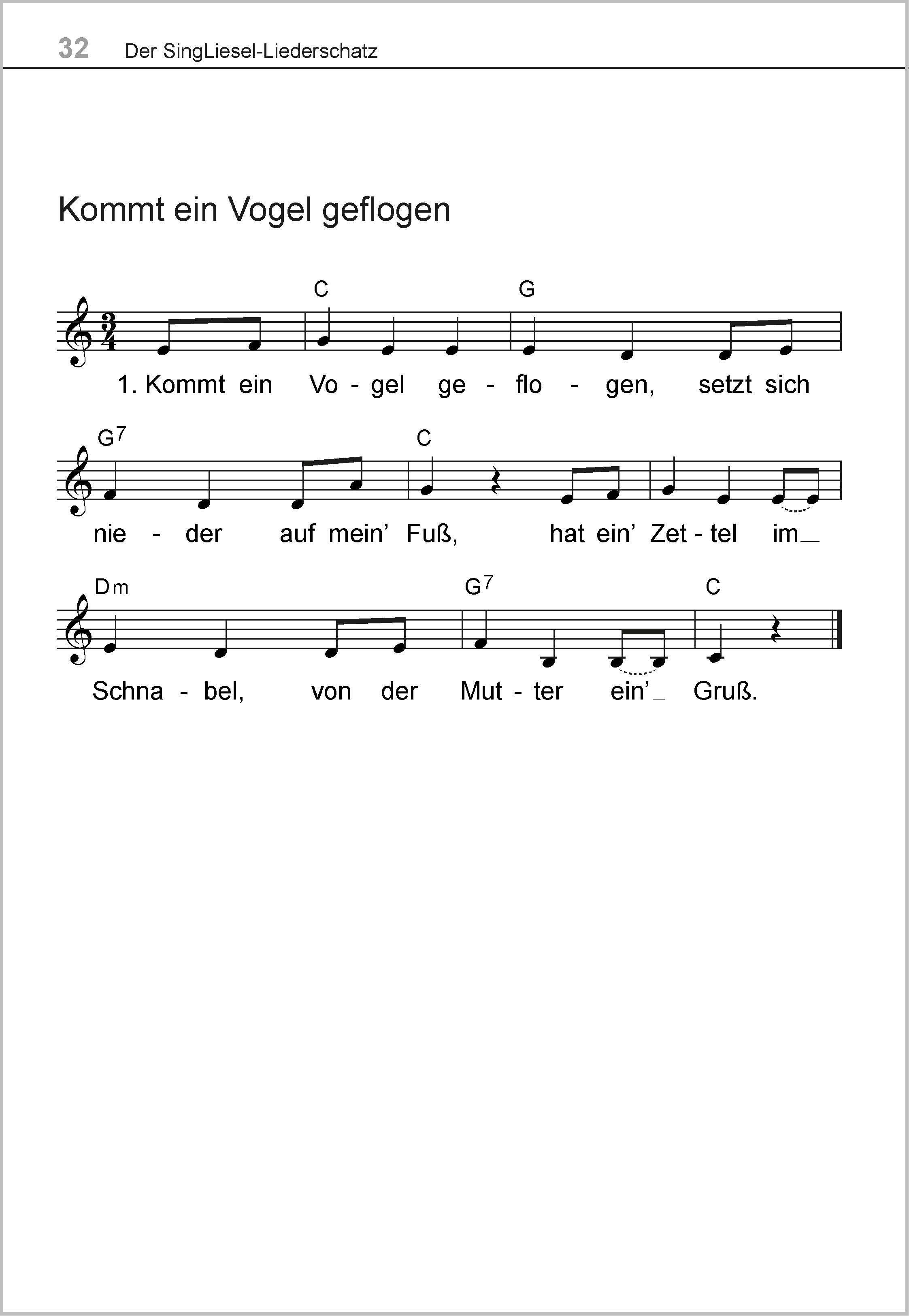 Beispielinhalt (Bild) Die schönsten Liebeslieder. Das Liederbuch im Großdruck für Senioren. Mit Noten