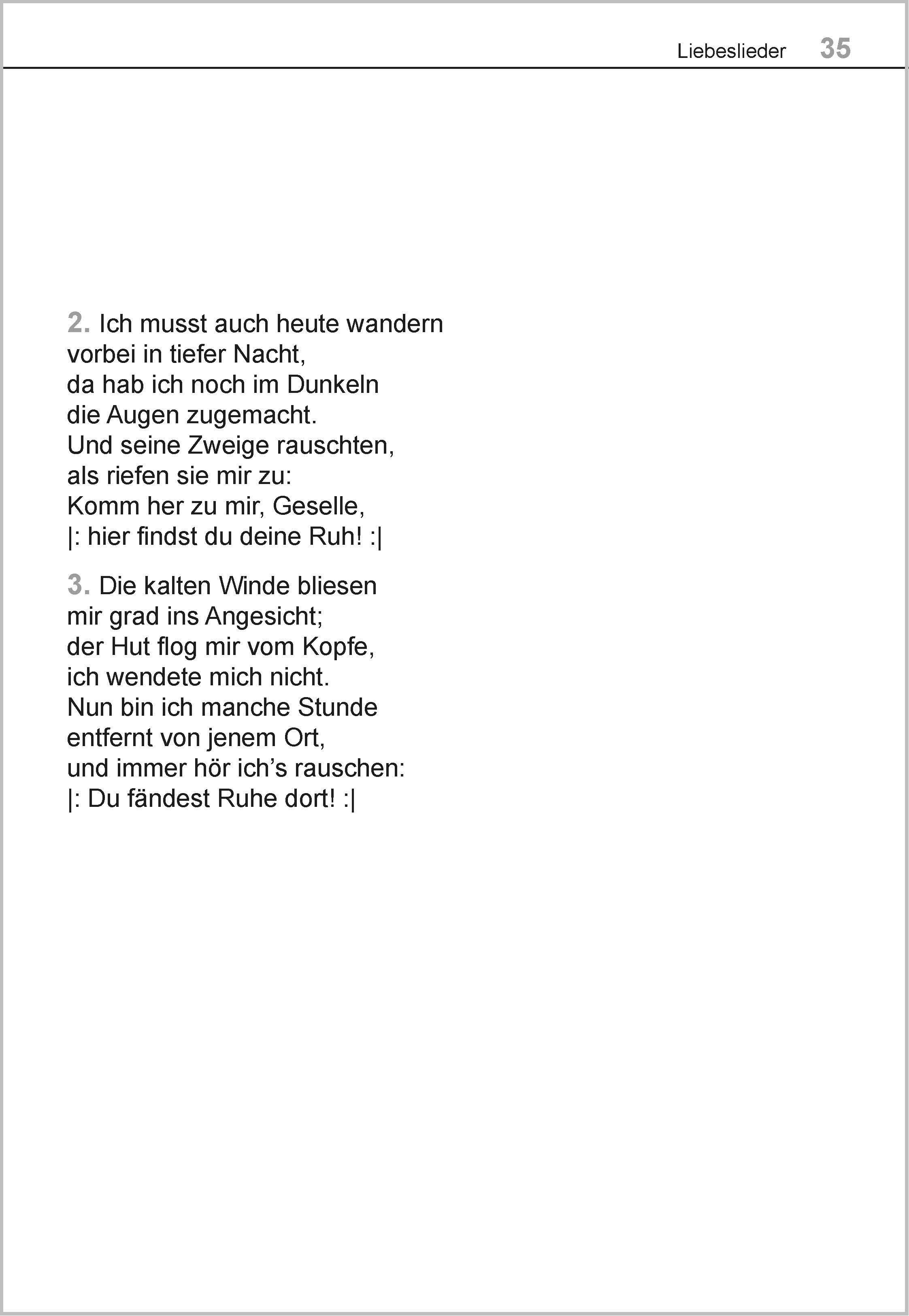 Beispielinhalt (Bild) Die schönsten Liebeslieder. Das Liederbuch im Großdruck für Senioren. Mit Noten