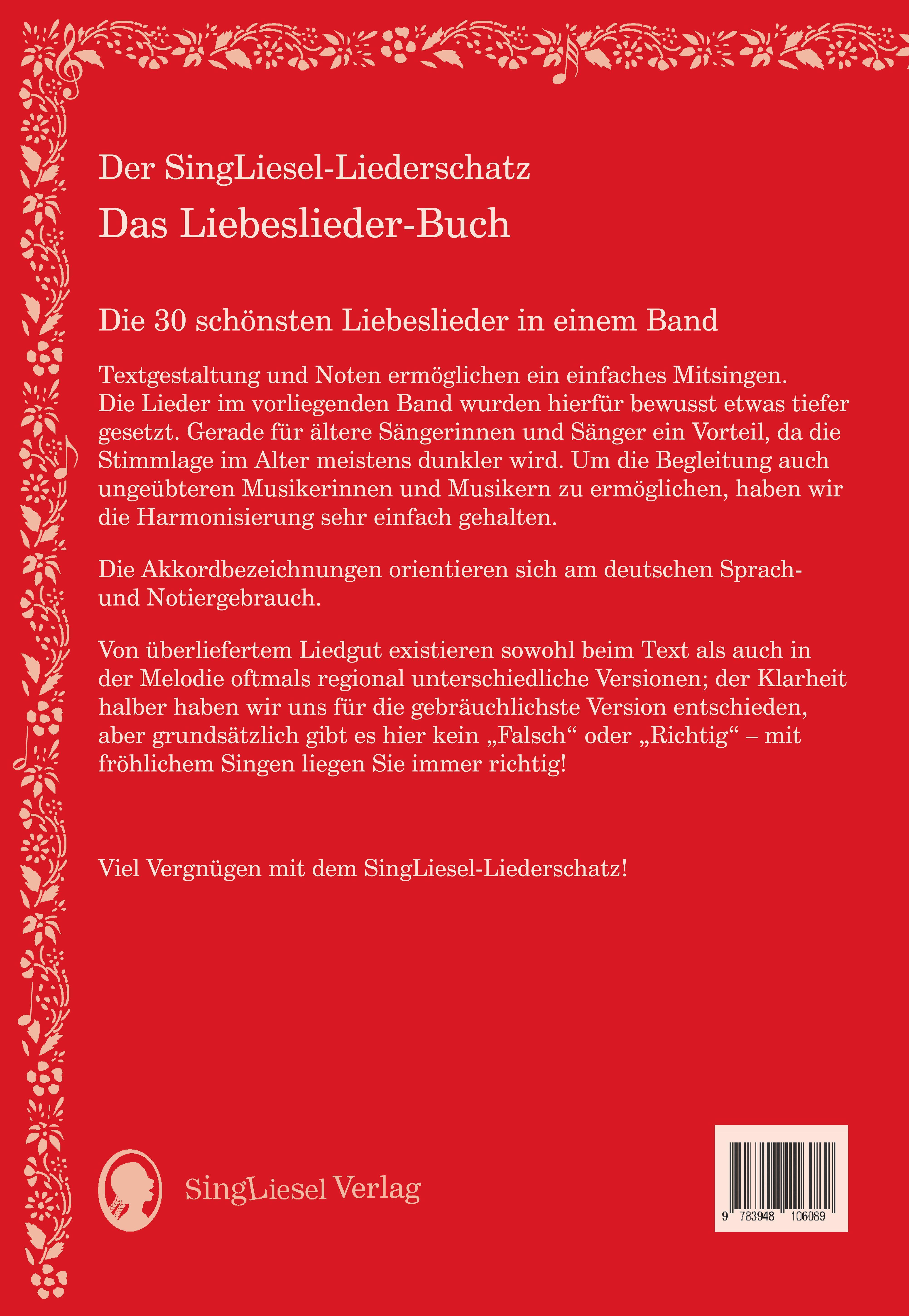 Beispielinhalt (Bild) Die schönsten Liebeslieder. Das Liederbuch im Großdruck für Senioren. Mit Noten