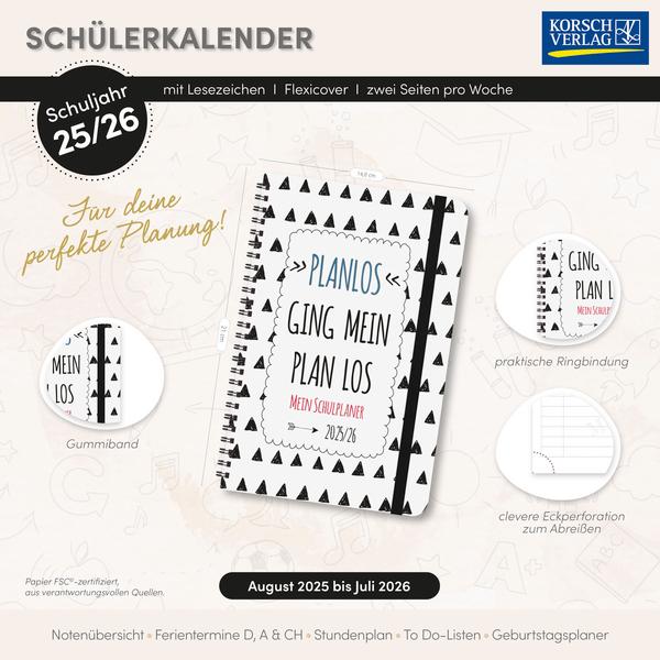 Beispielinhalt (Bild) Schülerkalender Planlos 2025/2026