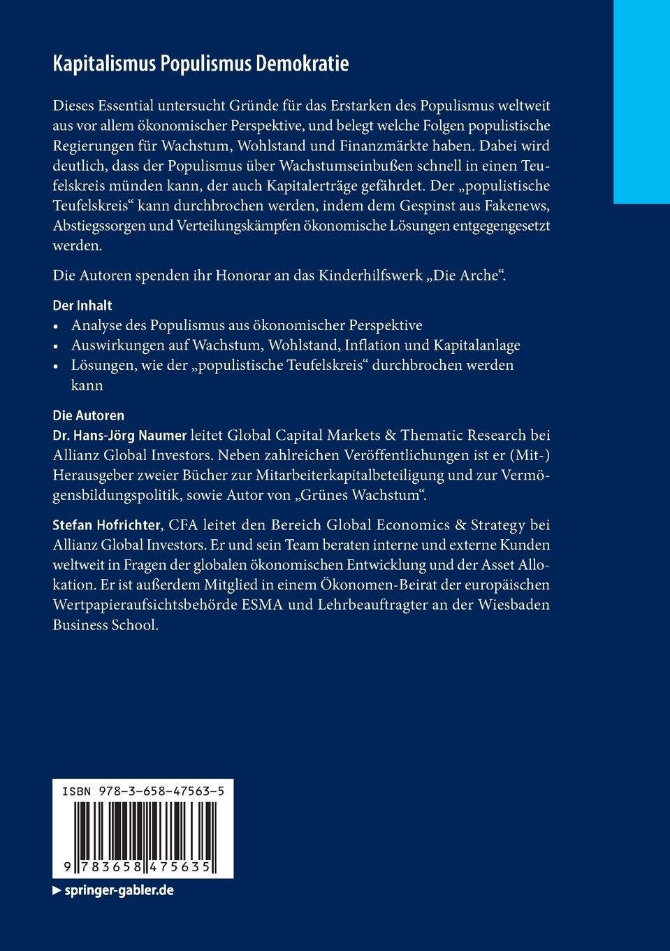 Rückseitencover Kapitalismus Populismus Demokratie