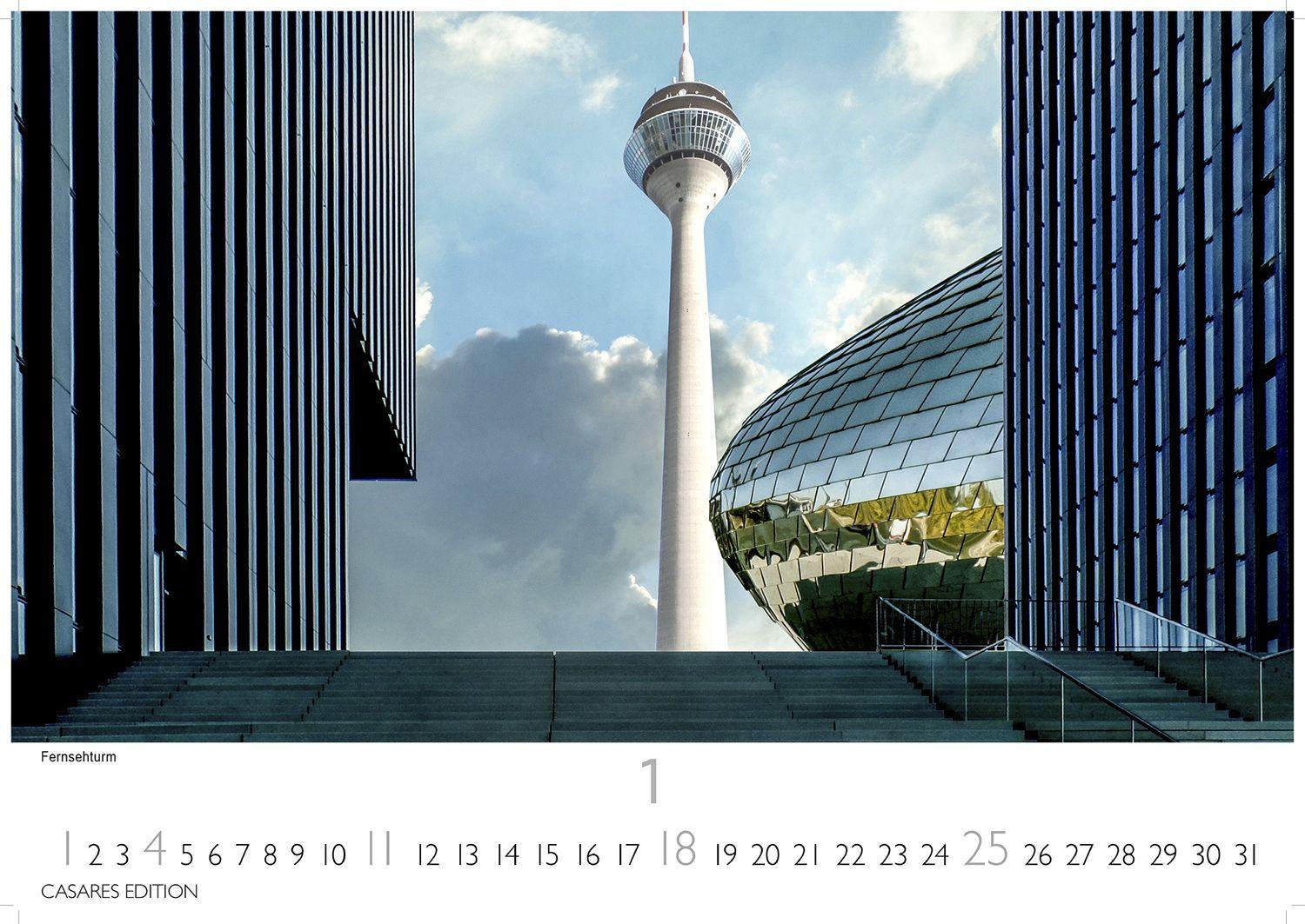 Beispielinhalt (Bild) Düsseldorf Kalender 2026 - Wandkalender | Fotokalender Deutschland 24x35cm - 12 großformatige Fotomotive in Top-Qualität der Rheinmetropole