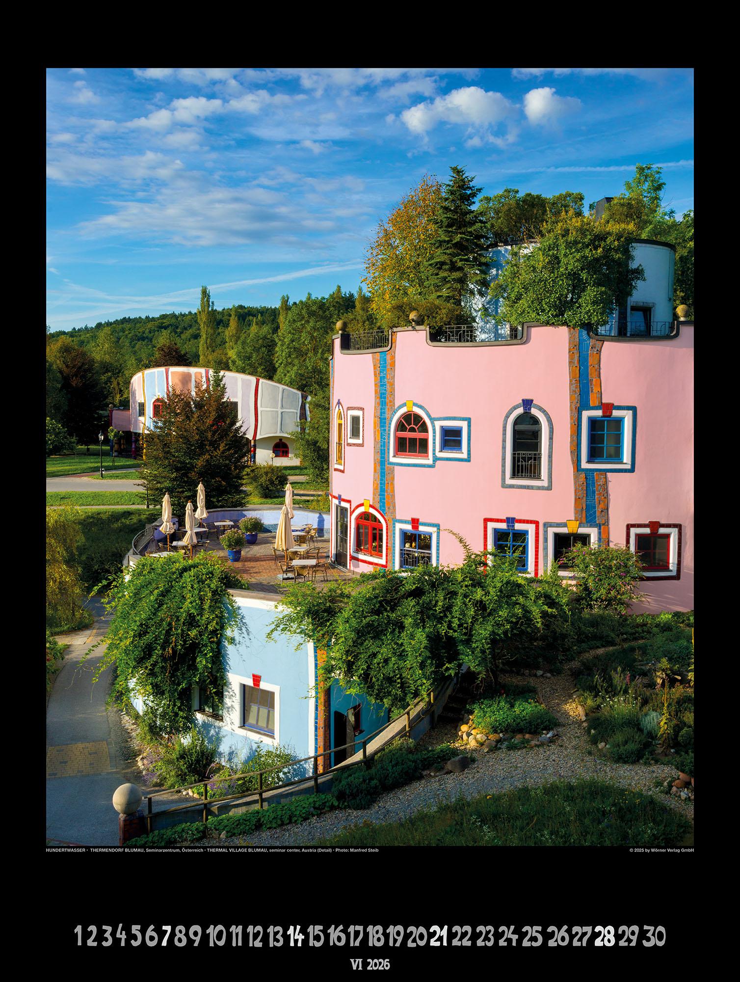 Beispielinhalt (Bild) Großer Hundertwasser Architektur Kalender 2026