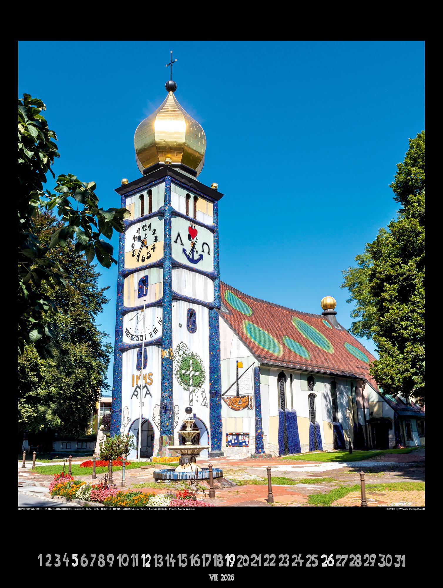 Beispielinhalt (Bild) Großer Hundertwasser Architektur Kalender 2026