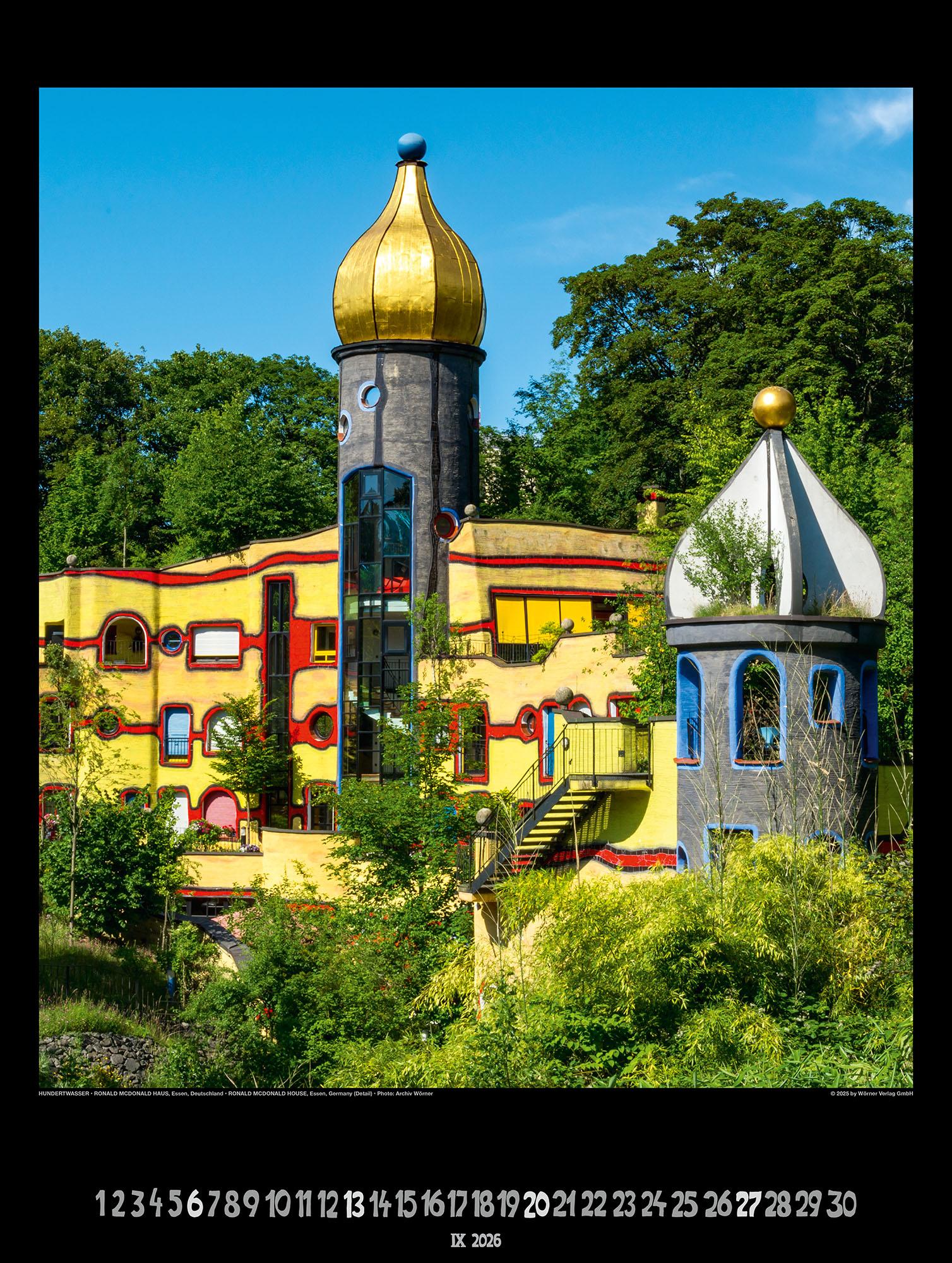 Beispielinhalt (Bild) Großer Hundertwasser Architektur Kalender 2026