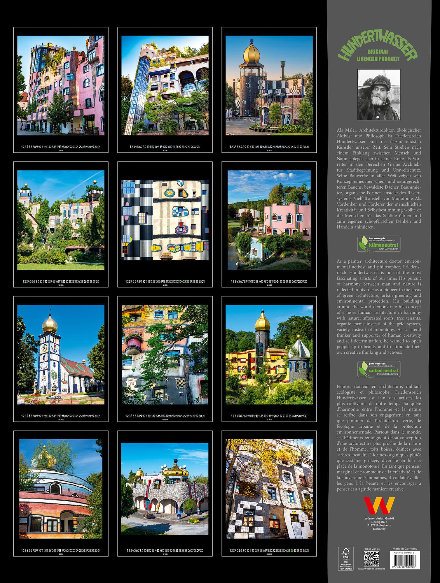 Rückseitencover Großer Hundertwasser Architektur Kalender 2026
