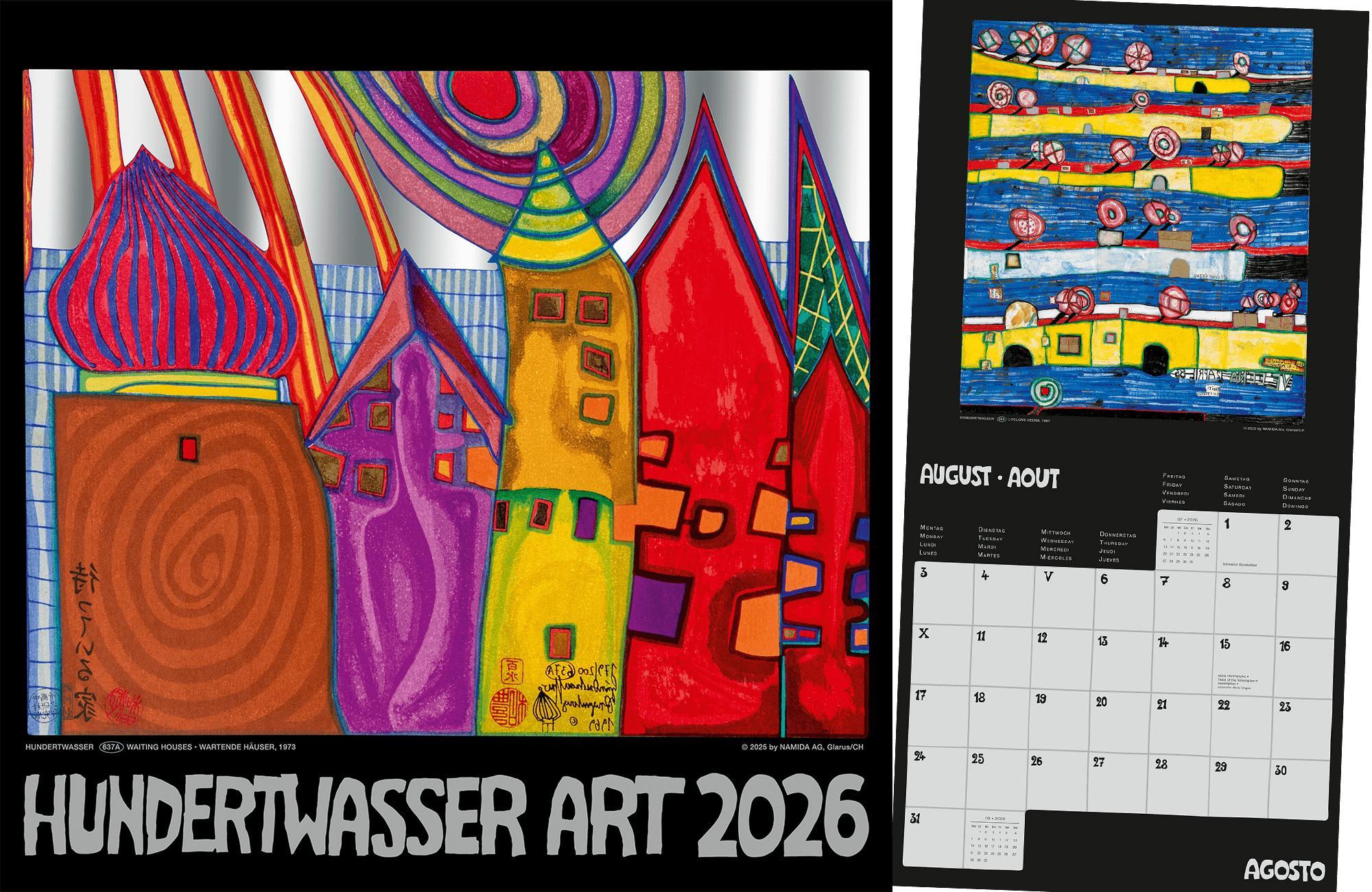 Vorderes Coverbild Hundertwasser Broschürenkalender Art 2026