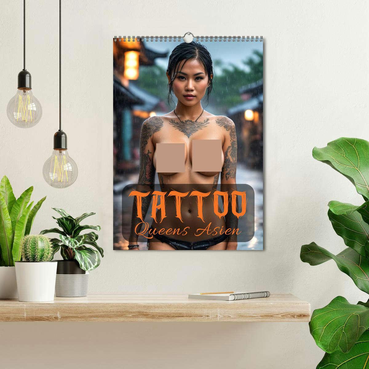 Beispielinhalt (Bild) Tattoo Queens Asien (Wandkalender 2026 DIN A3 hoch), CALVENDO Monatskalender