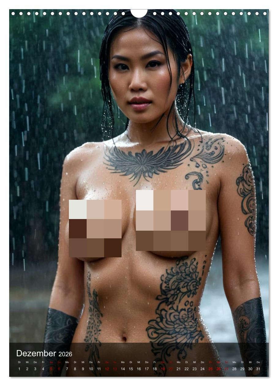 Beispielinhalt (Bild) Tattoo Queens Asien (Wandkalender 2026 DIN A3 hoch), CALVENDO Monatskalender