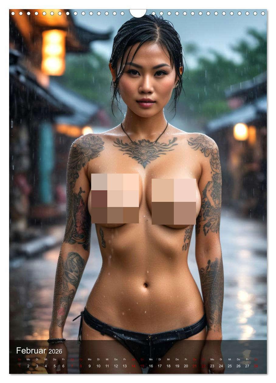 Beispielinhalt (Bild) Tattoo Queens Asien (Wandkalender 2026 DIN A3 hoch), CALVENDO Monatskalender