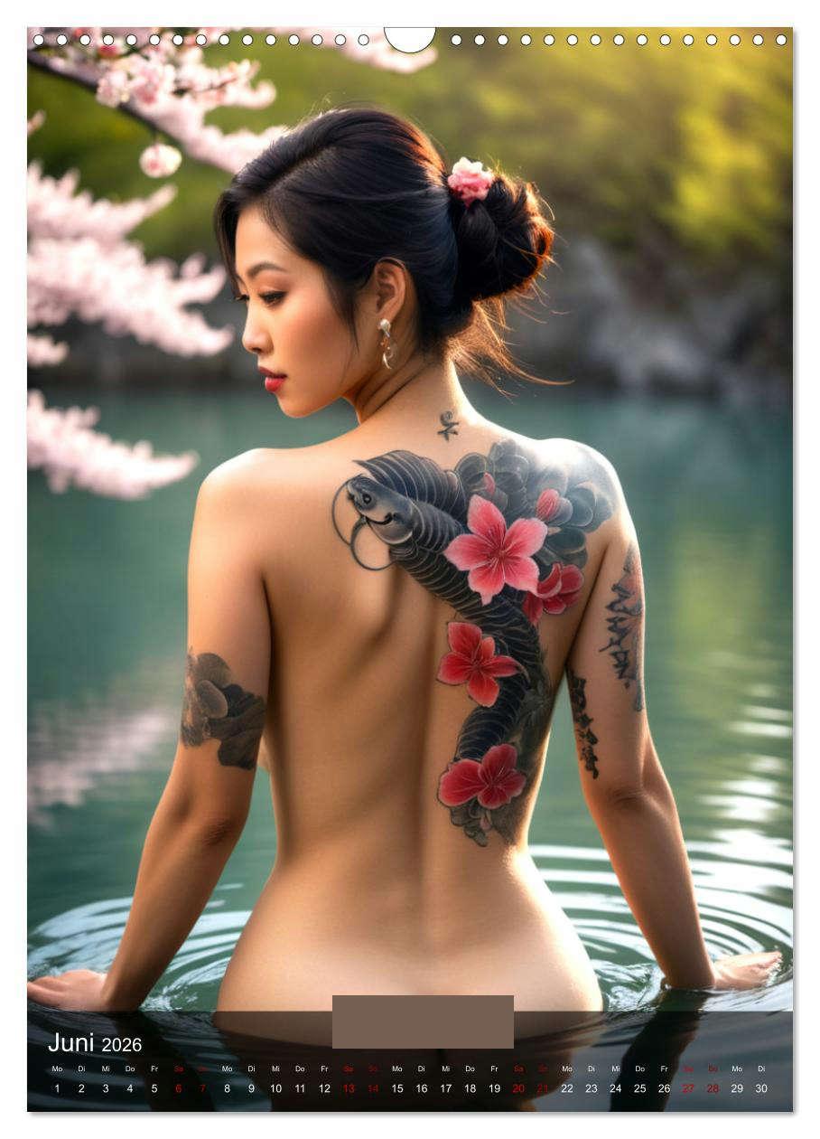 Beispielinhalt (Bild) Tattoo Queens Asien (Wandkalender 2026 DIN A3 hoch), CALVENDO Monatskalender
