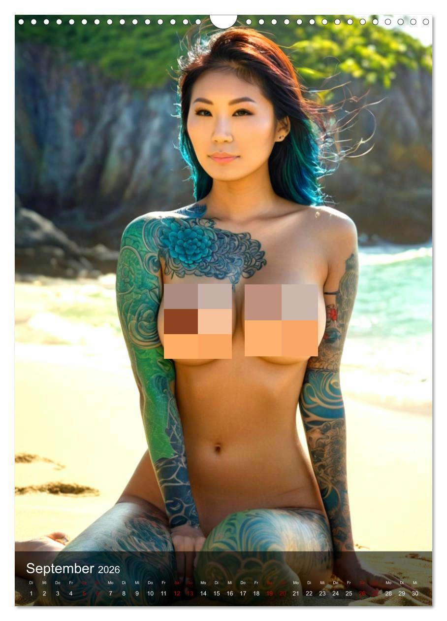 Beispielinhalt (Bild) Tattoo Queens Asien (Wandkalender 2026 DIN A3 hoch), CALVENDO Monatskalender
