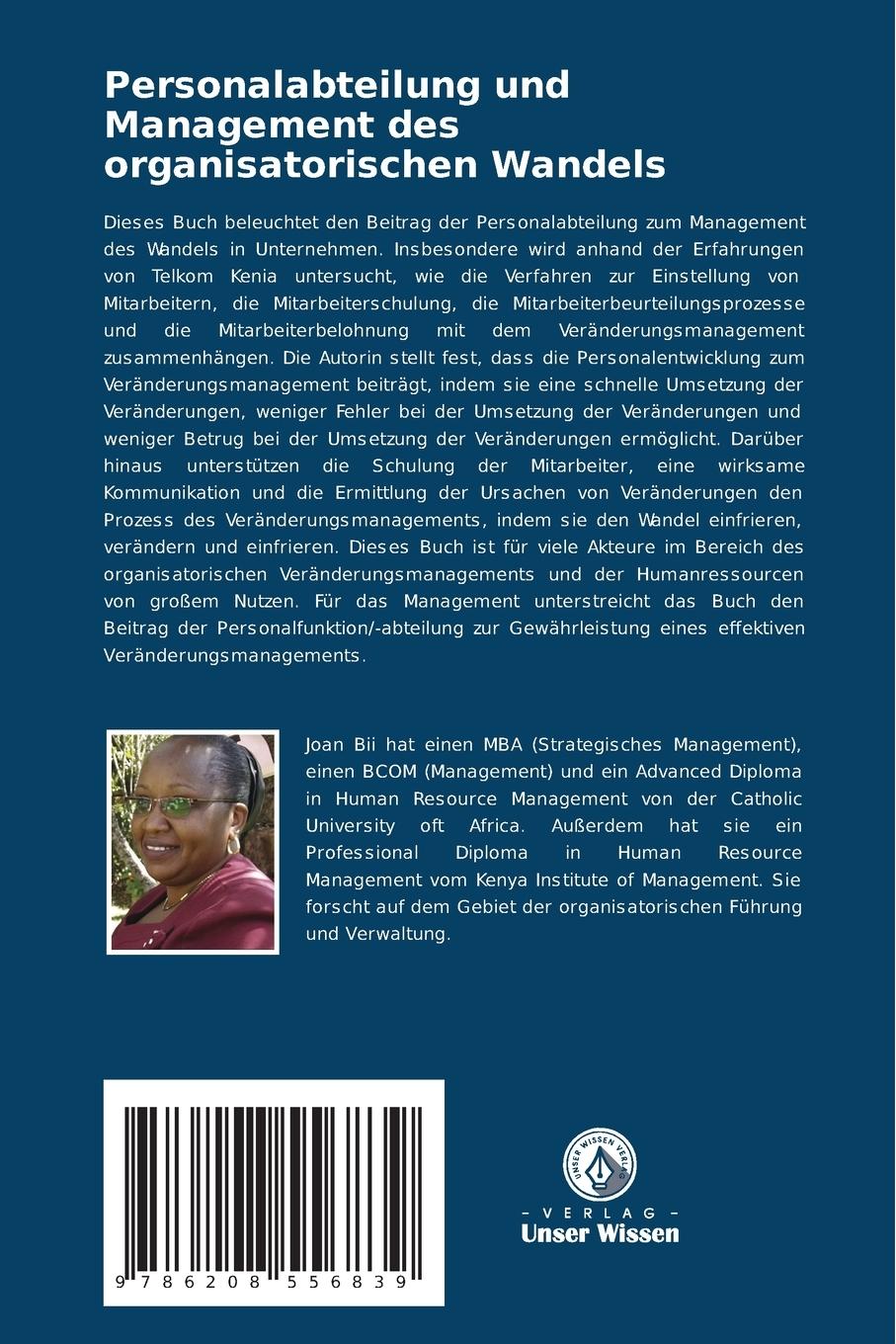 Rückseitencover Personalabteilung und Management des organisatorischen Wandels