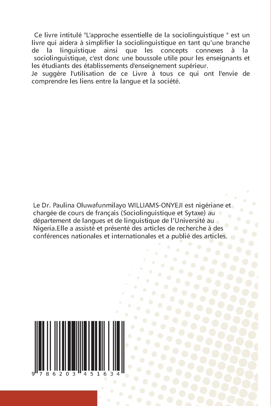 Rückseitencover L'approche essentielle de la sociolinguistique