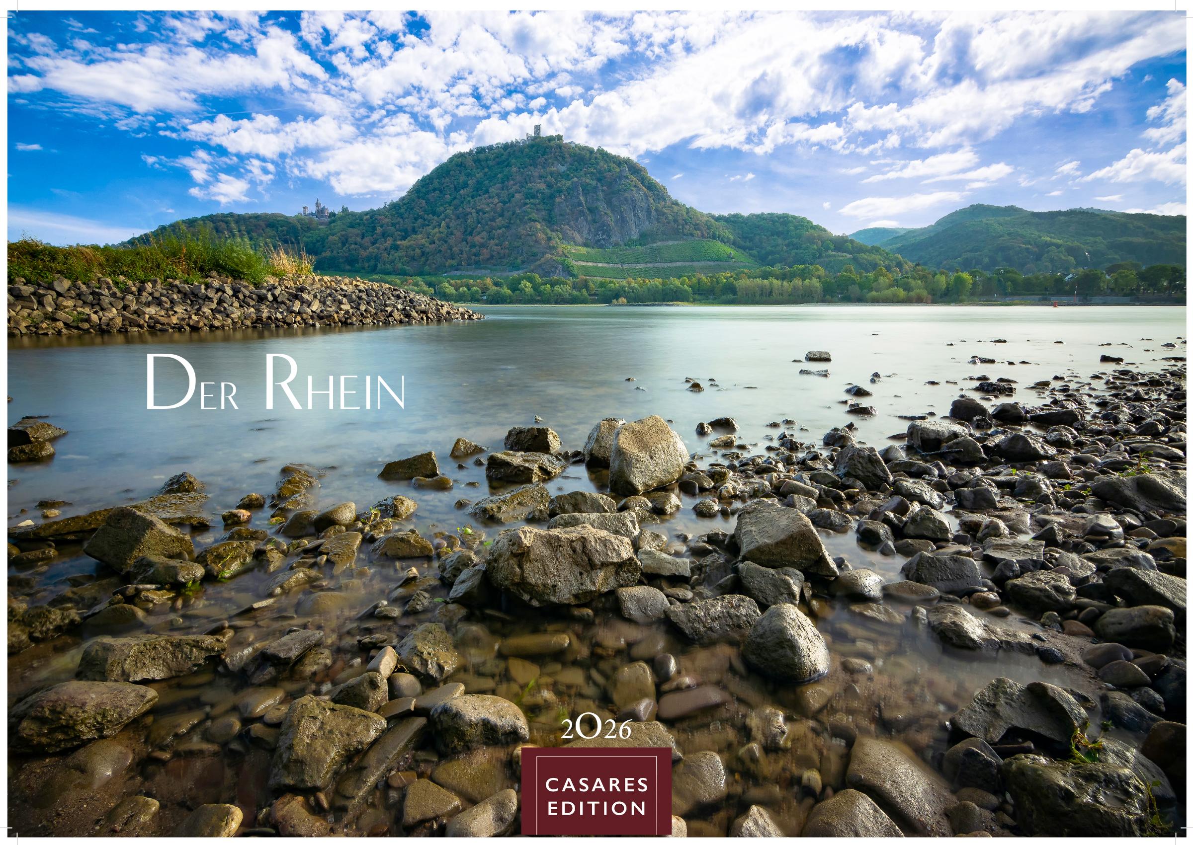 Vorderes Coverbild Der Rhein Kalender 2026 - Wandkalender | Fotokalender Deutschland 24x35cm | mit 12 eindrucksvollen Aufnahmen von Flusslandschaften, Burgen und Weinregionen
