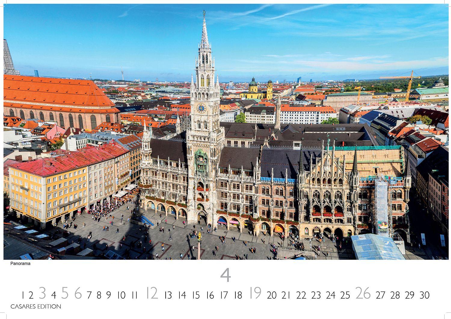 Beispielinhalt (Bild) München Kalender 2026 - Wandkalender | Fotokalender Deutschland 24x35cm - faszinierende Ansichten von Marienplatz bis Alpenpanorama