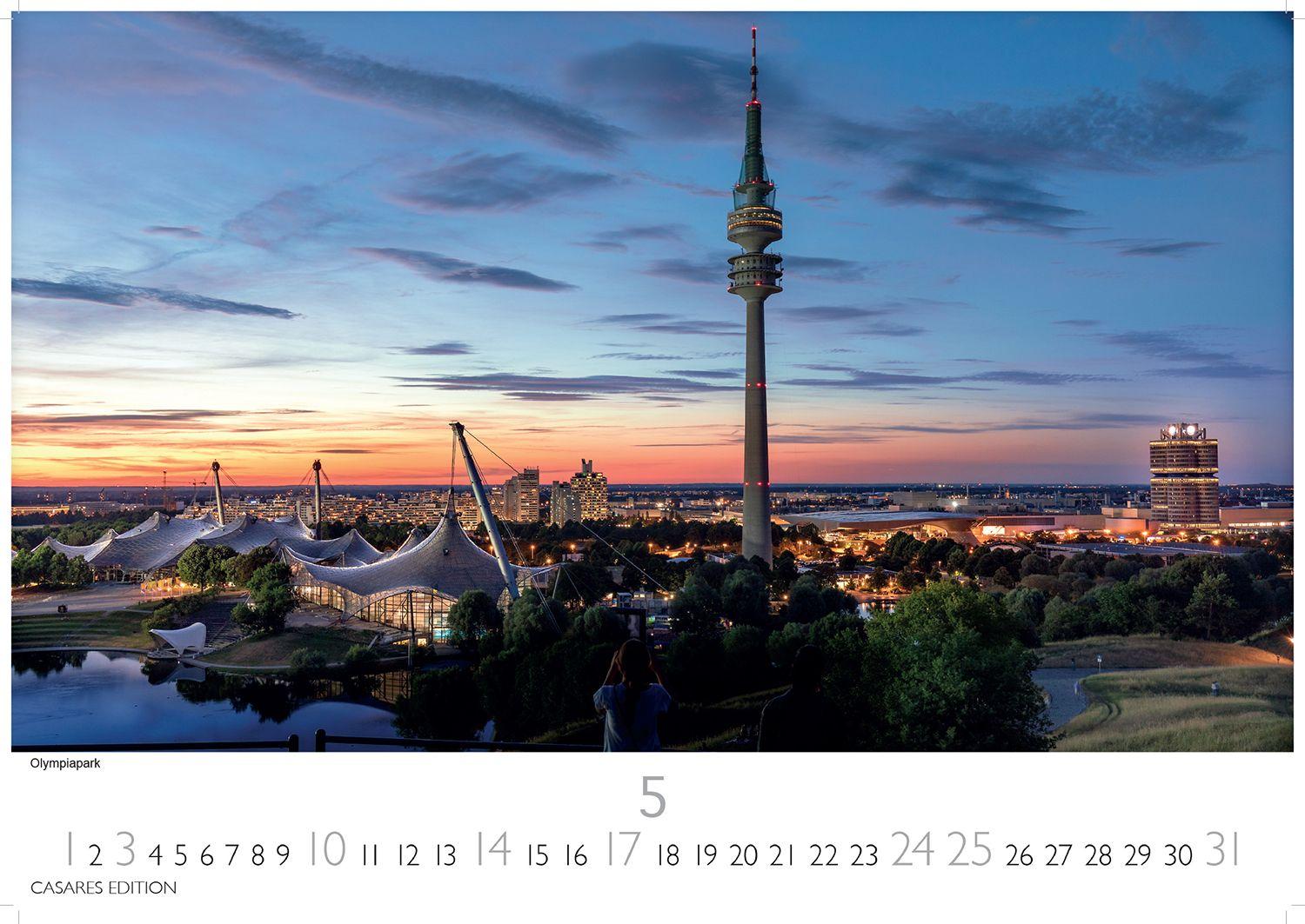 Beispielinhalt (Bild) München Kalender 2026 - Wandkalender | Fotokalender Deutschland 24x35cm - faszinierende Ansichten von Marienplatz bis Alpenpanorama