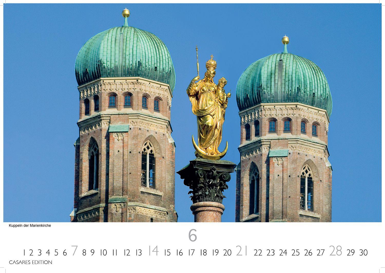 Beispielinhalt (Bild) München Kalender 2026 - Wandkalender | Fotokalender Deutschland 24x35cm - faszinierende Ansichten von Marienplatz bis Alpenpanorama