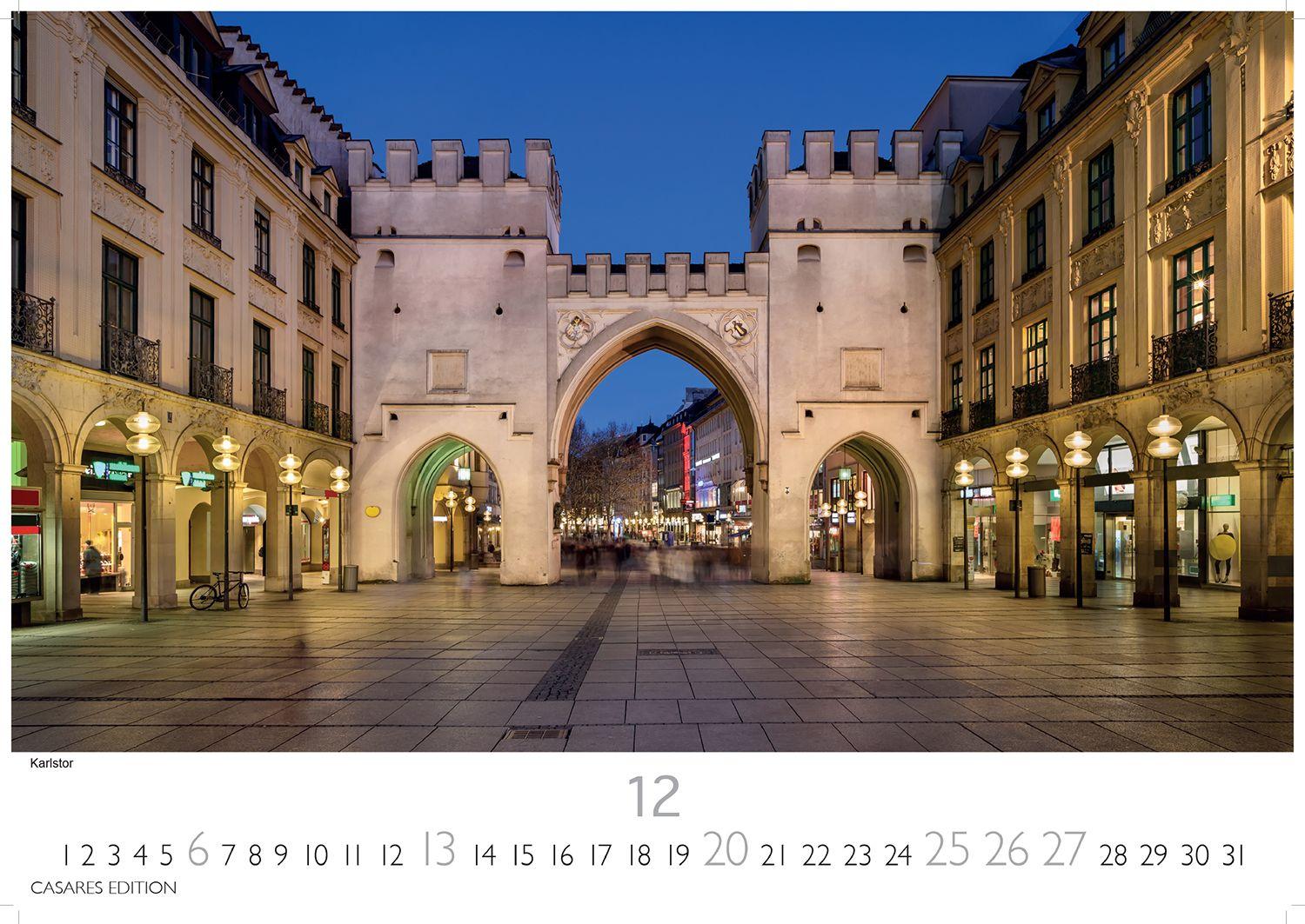 Beispielinhalt (Bild) München Kalender 2026 - Wandkalender | Fotokalender Deutschland 24x35cm - faszinierende Ansichten von Marienplatz bis Alpenpanorama