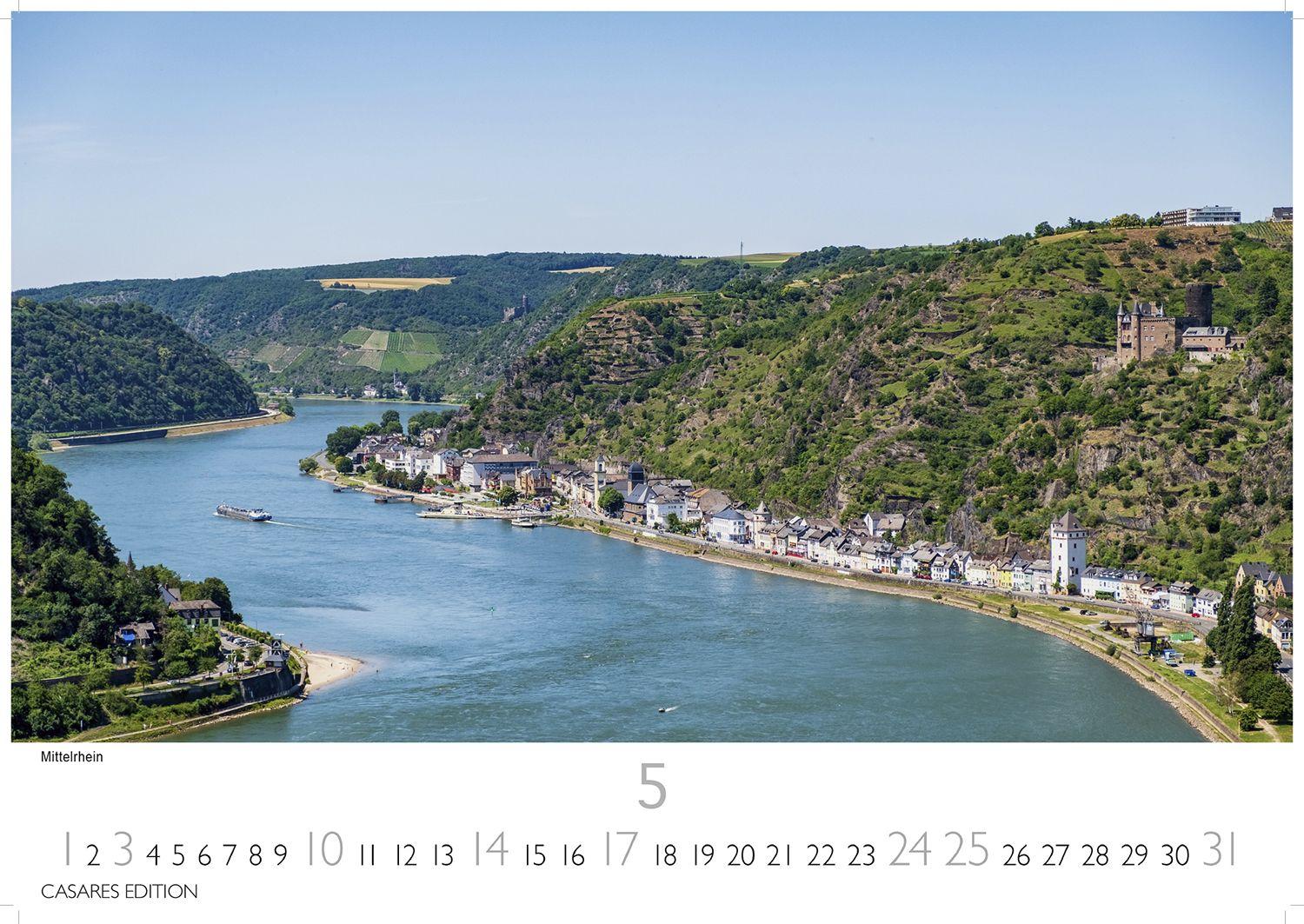 Beispielinhalt (Bild) Der Rhein Kalender 2026 - Wandkalender | Fotokalender Deutschland 50x35cm | mit 12 eindrucksvollen Aufnahmen von Flusslandschaften, Burgen und Weinregionen