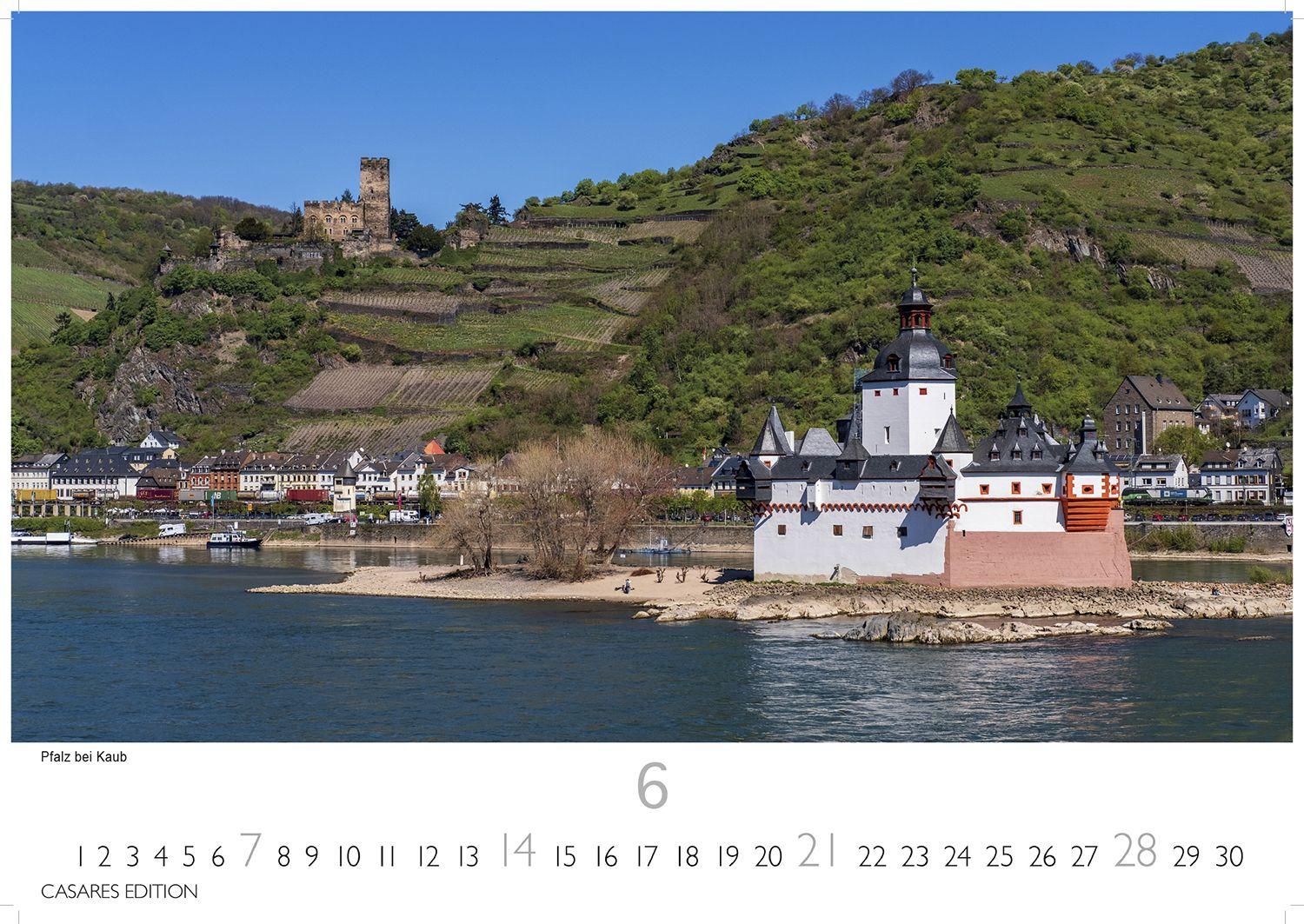 Beispielinhalt (Bild) Der Rhein Kalender 2026 - Wandkalender | Fotokalender Deutschland 50x35cm | mit 12 eindrucksvollen Aufnahmen von Flusslandschaften, Burgen und Weinregionen